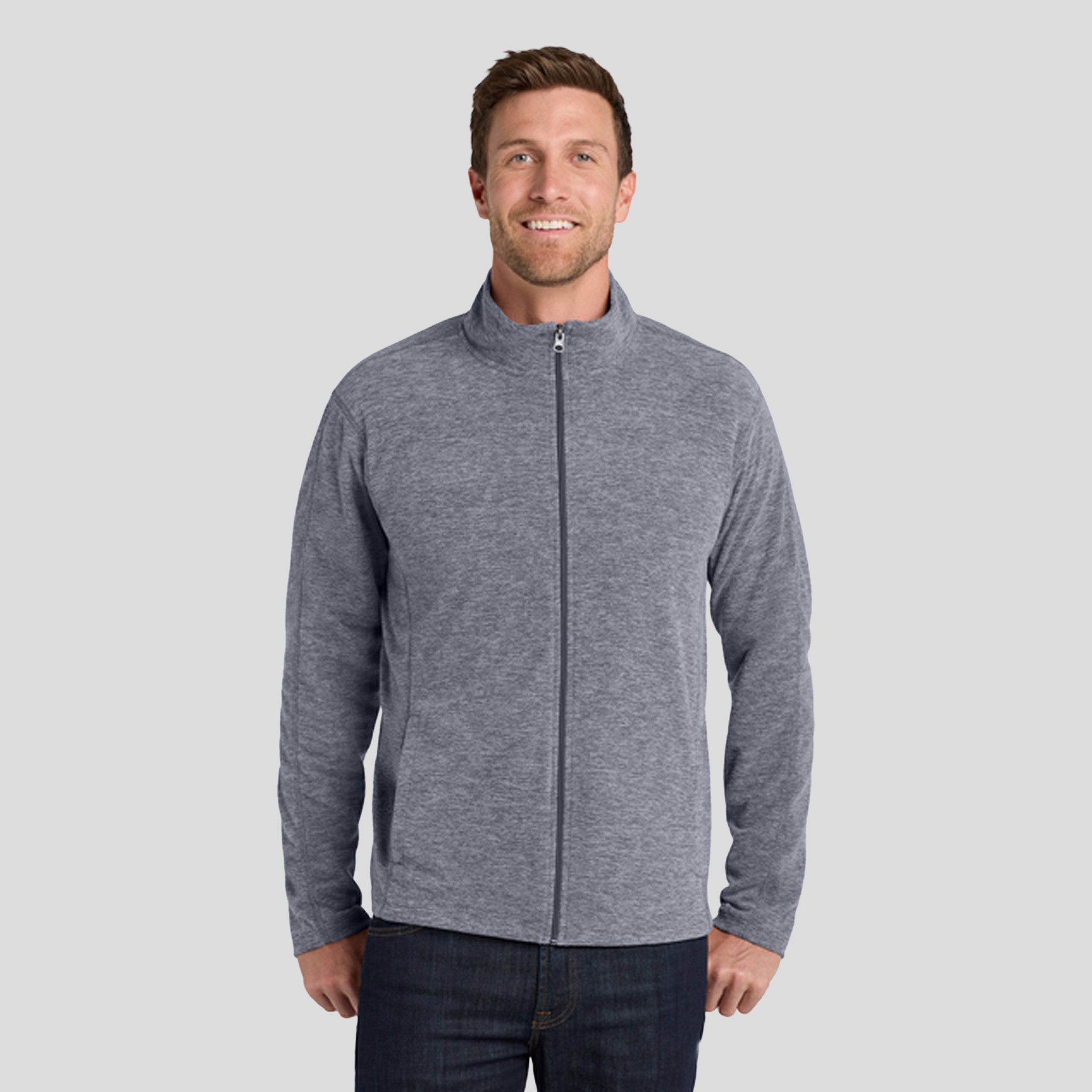 Heather Microfleece Full-Zip Jacket | True Navy Heather