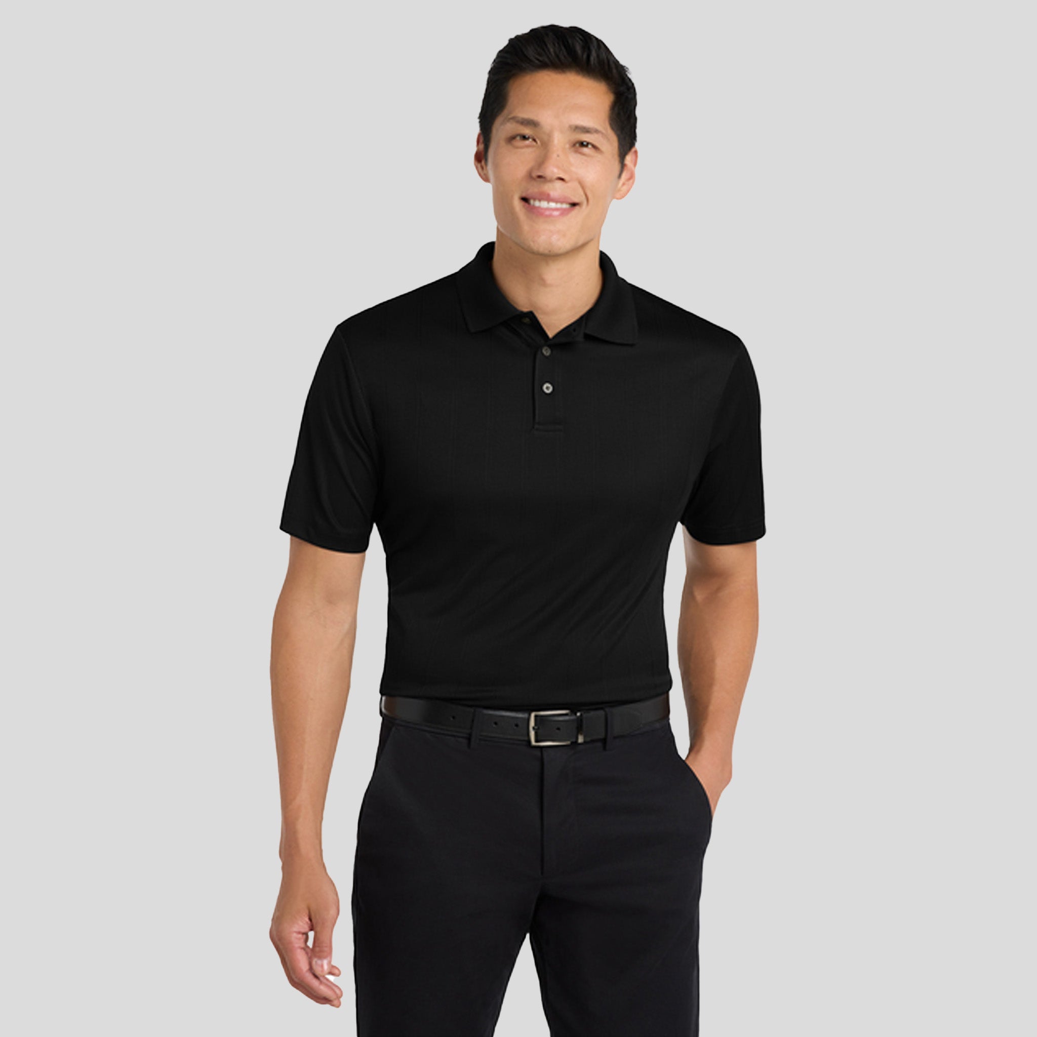 Performance Fine Jacquard Polo | Black