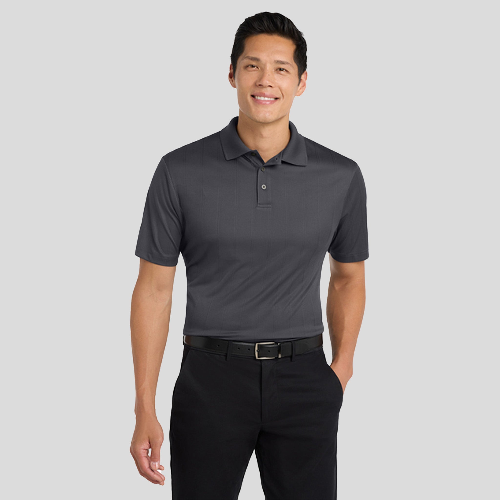 Performance Fine Jacquard Polo | Grey Smoke