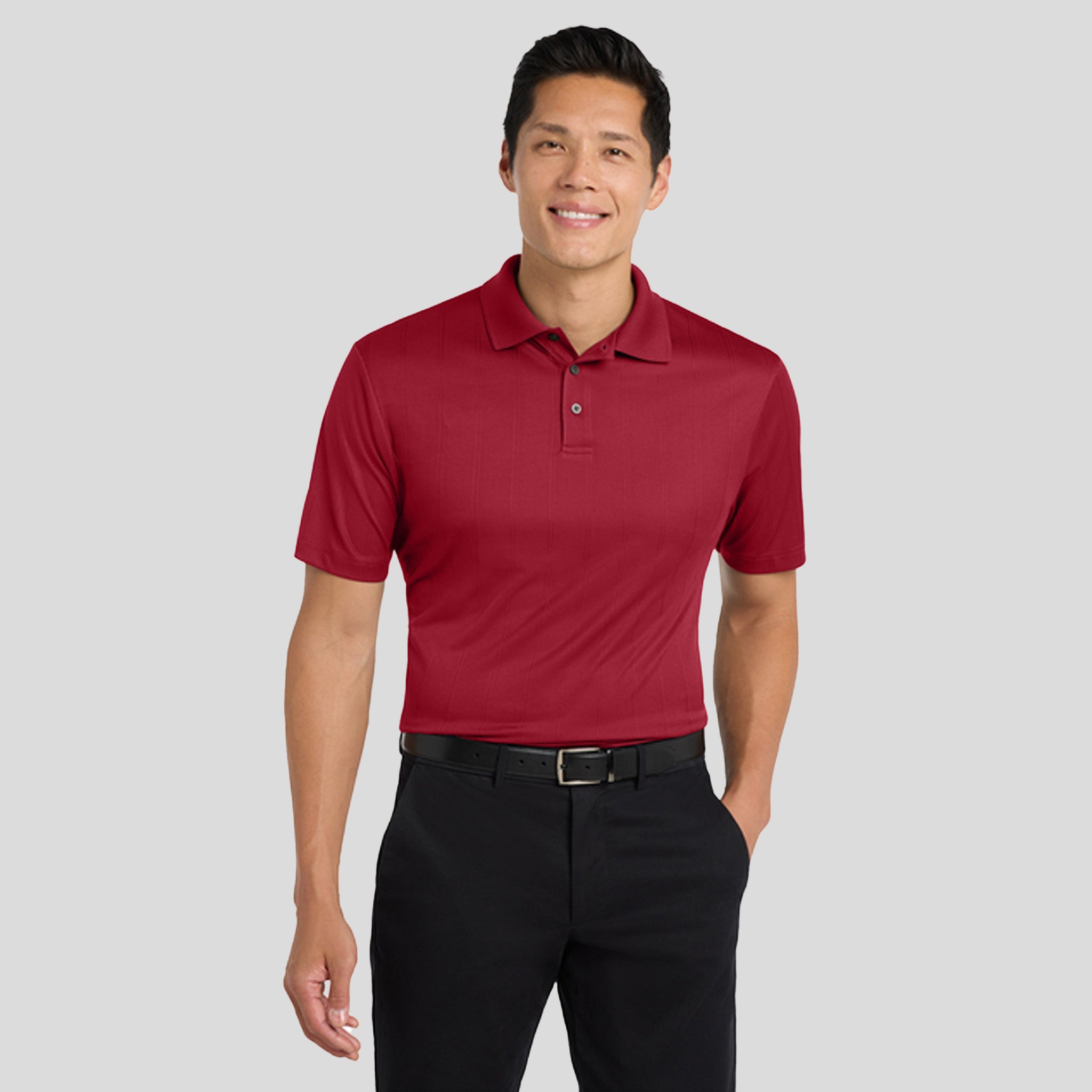Performance Fine Jacquard Polo | Rich Red