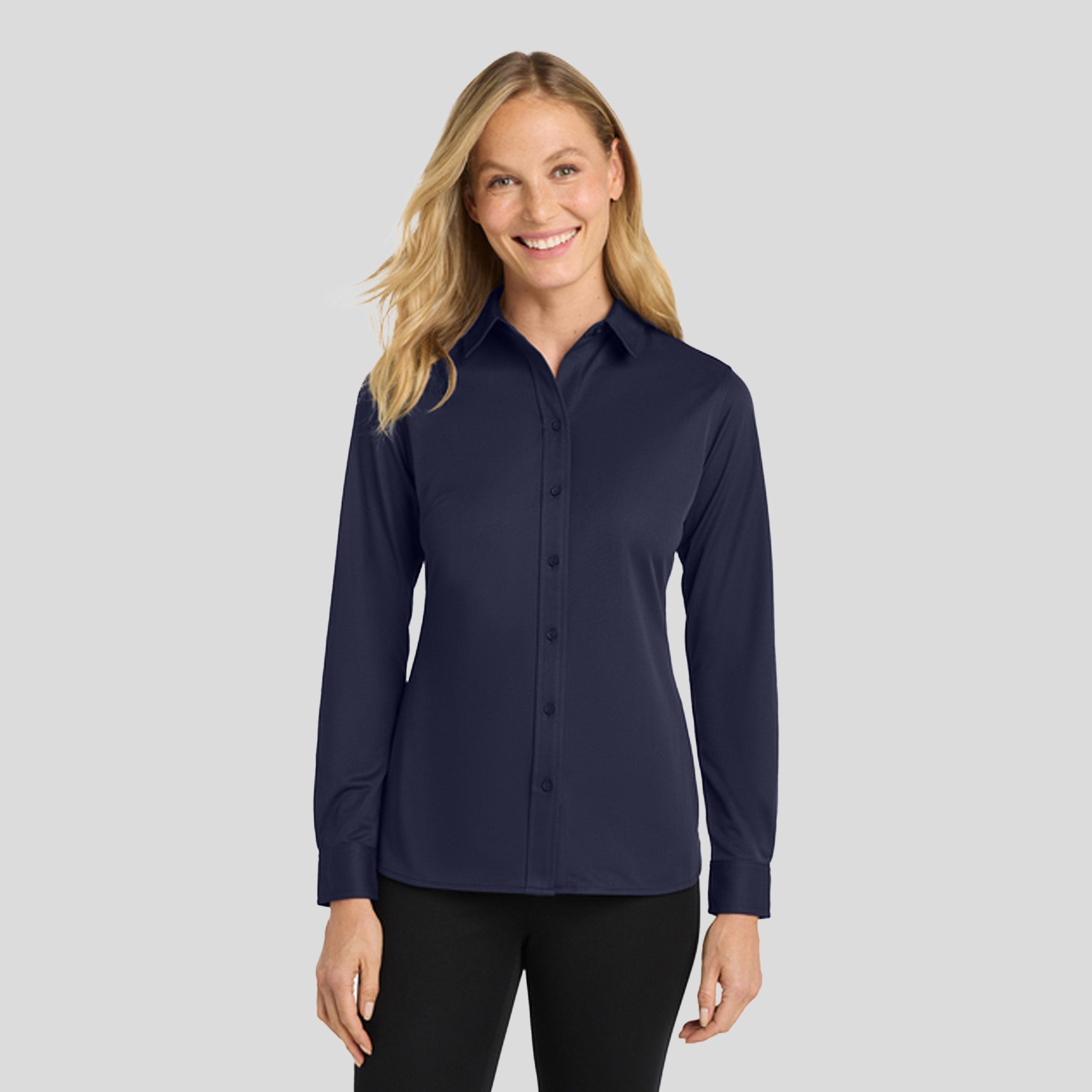 Women's Dimension Knit Dress Shirt | Dark Navy