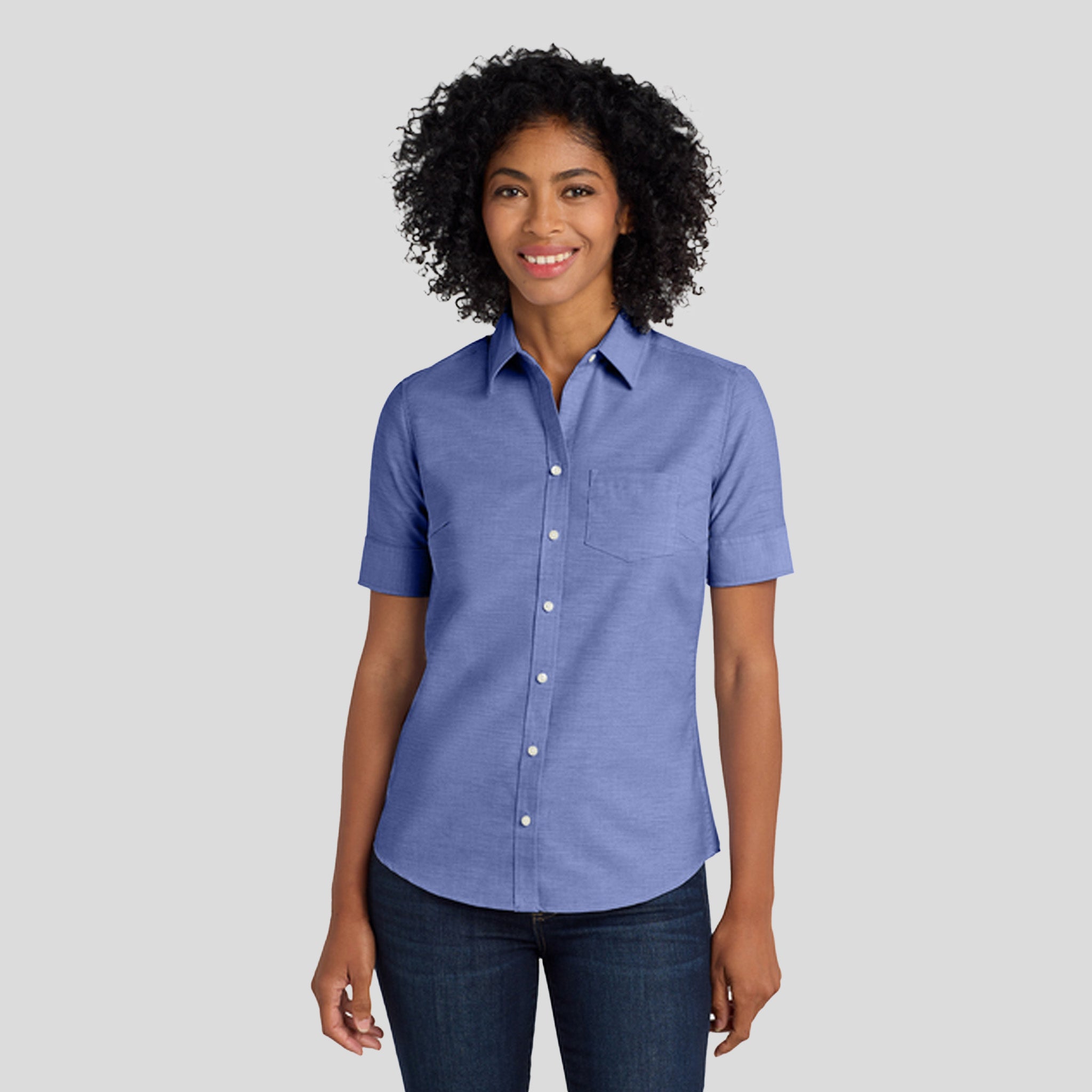 Women's Short Sleeve SuperPro™ Oxford Shirt | Navy