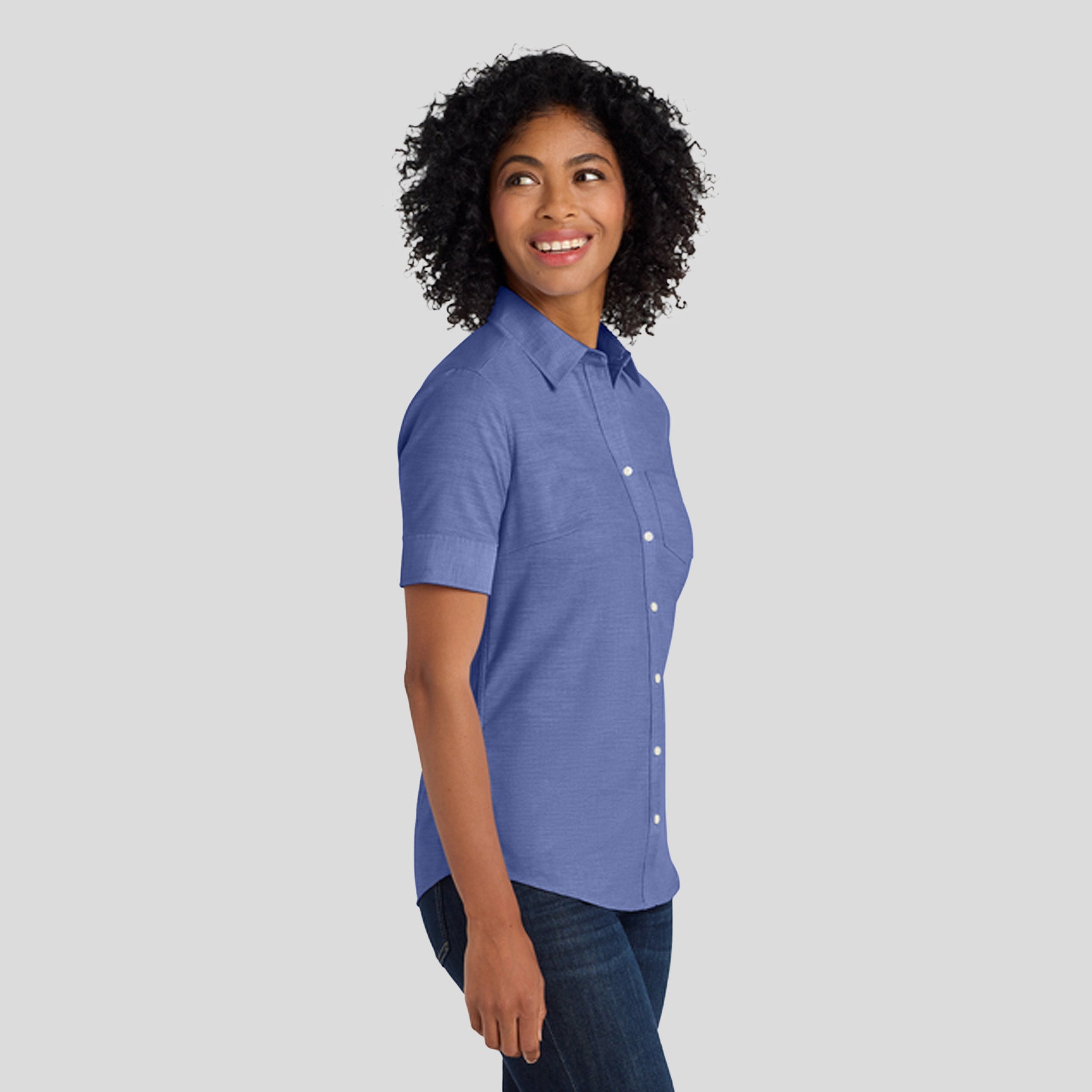 Women's Short Sleeve SuperPro™ Oxford Shirt | Navy