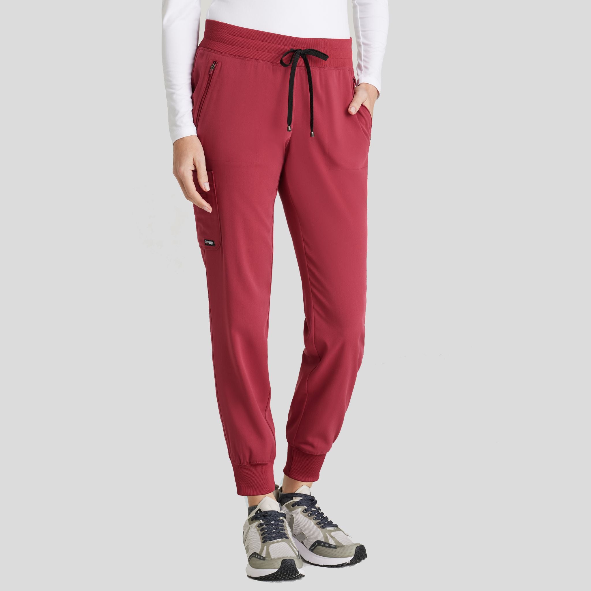 Eden 5-Pocket Mid-Rise Jogger Scrub Pant  | Maple Red