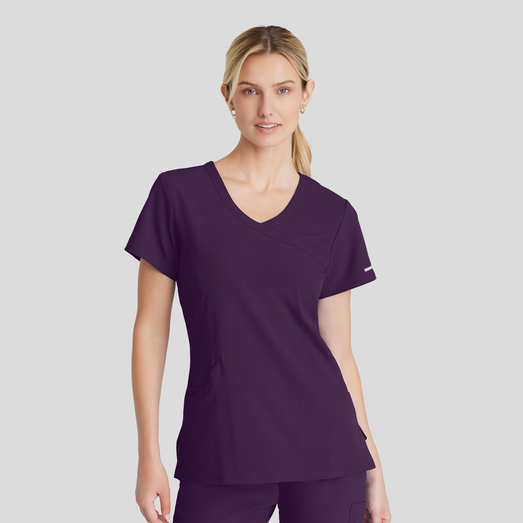 Reliance 3-Pocket Crossover V-Neck Scrub Top | Eggplant