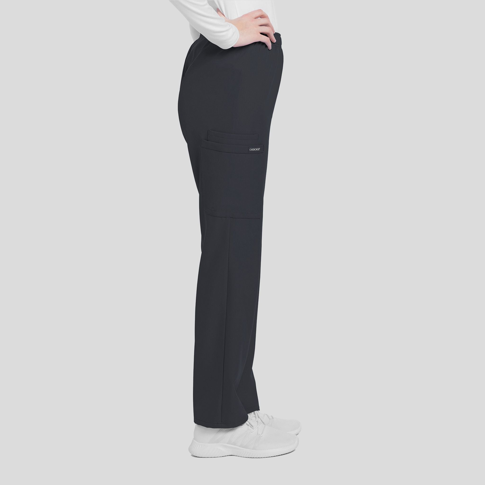 Mid Rise Pull-on Slim Leg Cargo Pant | Pewter