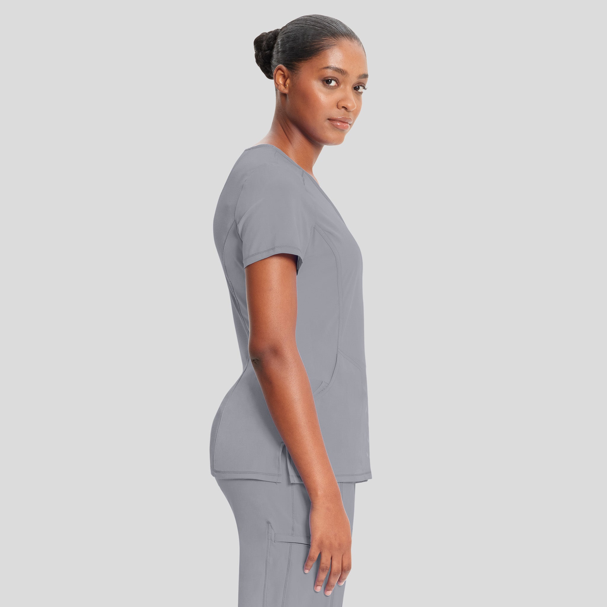 Infinity Mock Wrap Solid Scrub Top | Grey