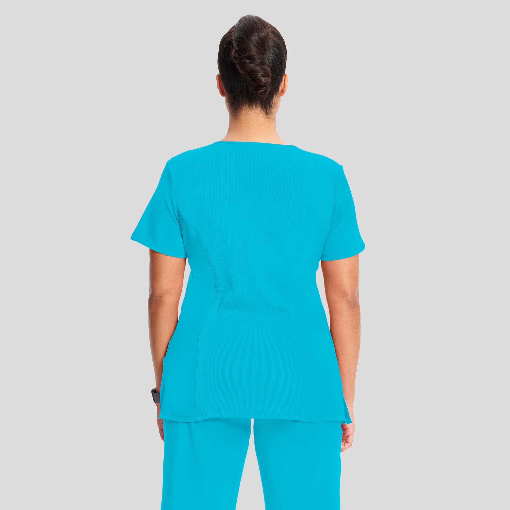 Infinity Mock Wrap Solid Scrub Top | Turquoise
