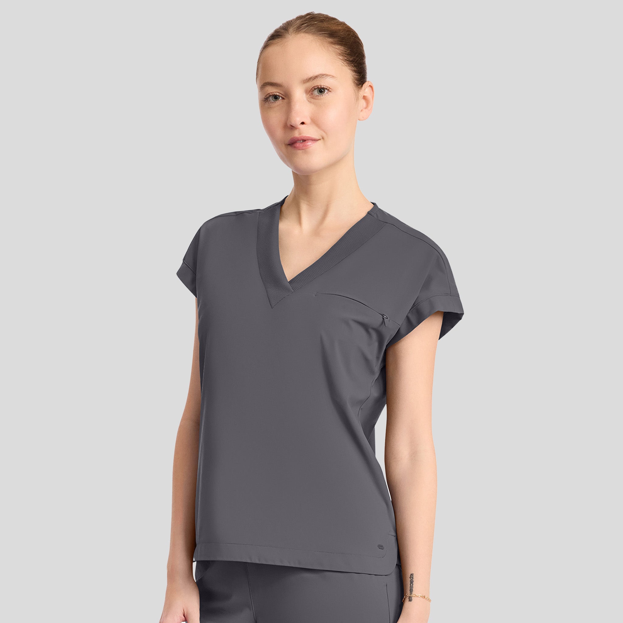 Dolman V-Neck Top | Pewter