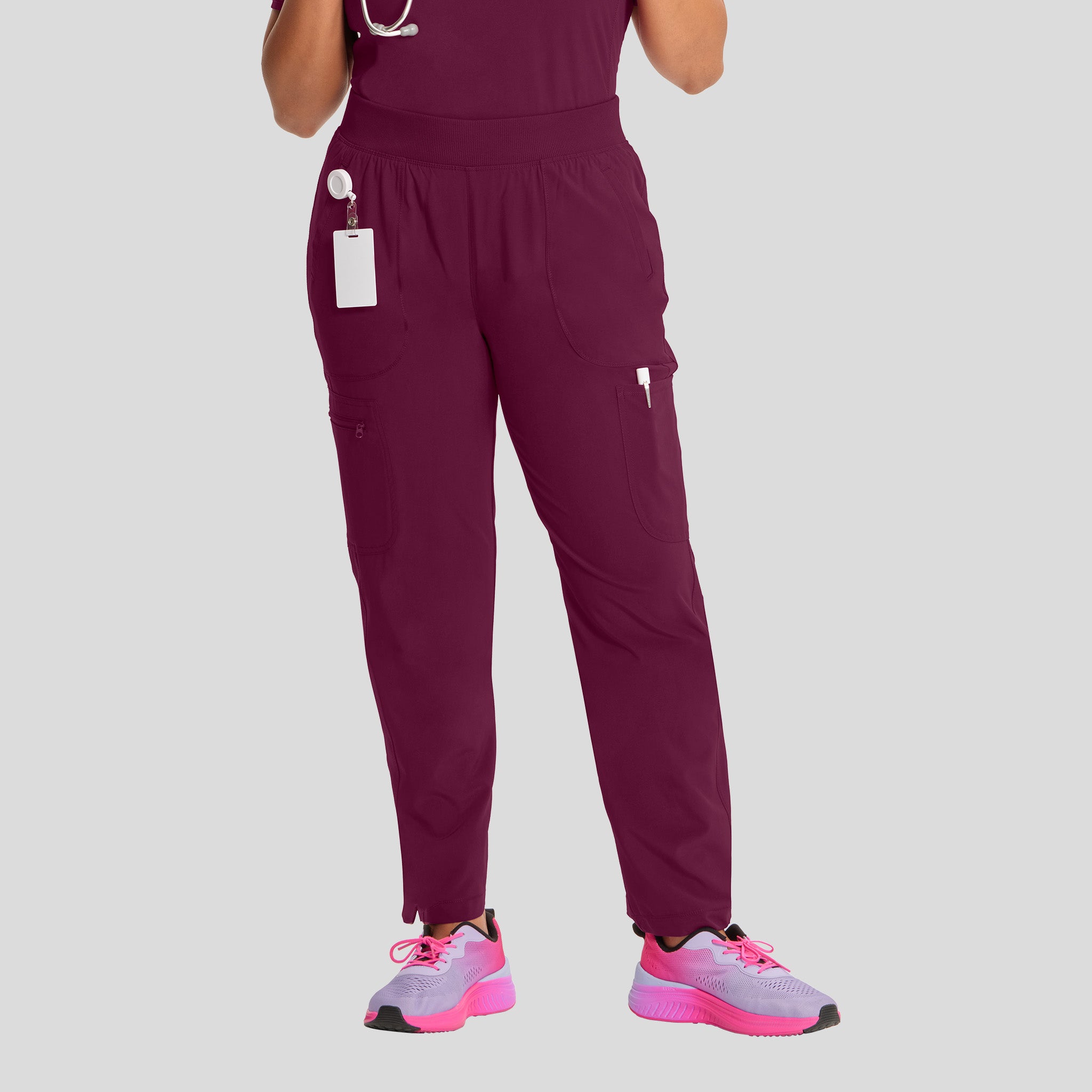 Inifnity Mid Rise Tapered Leg Pull-On Scrub Pant | Wine