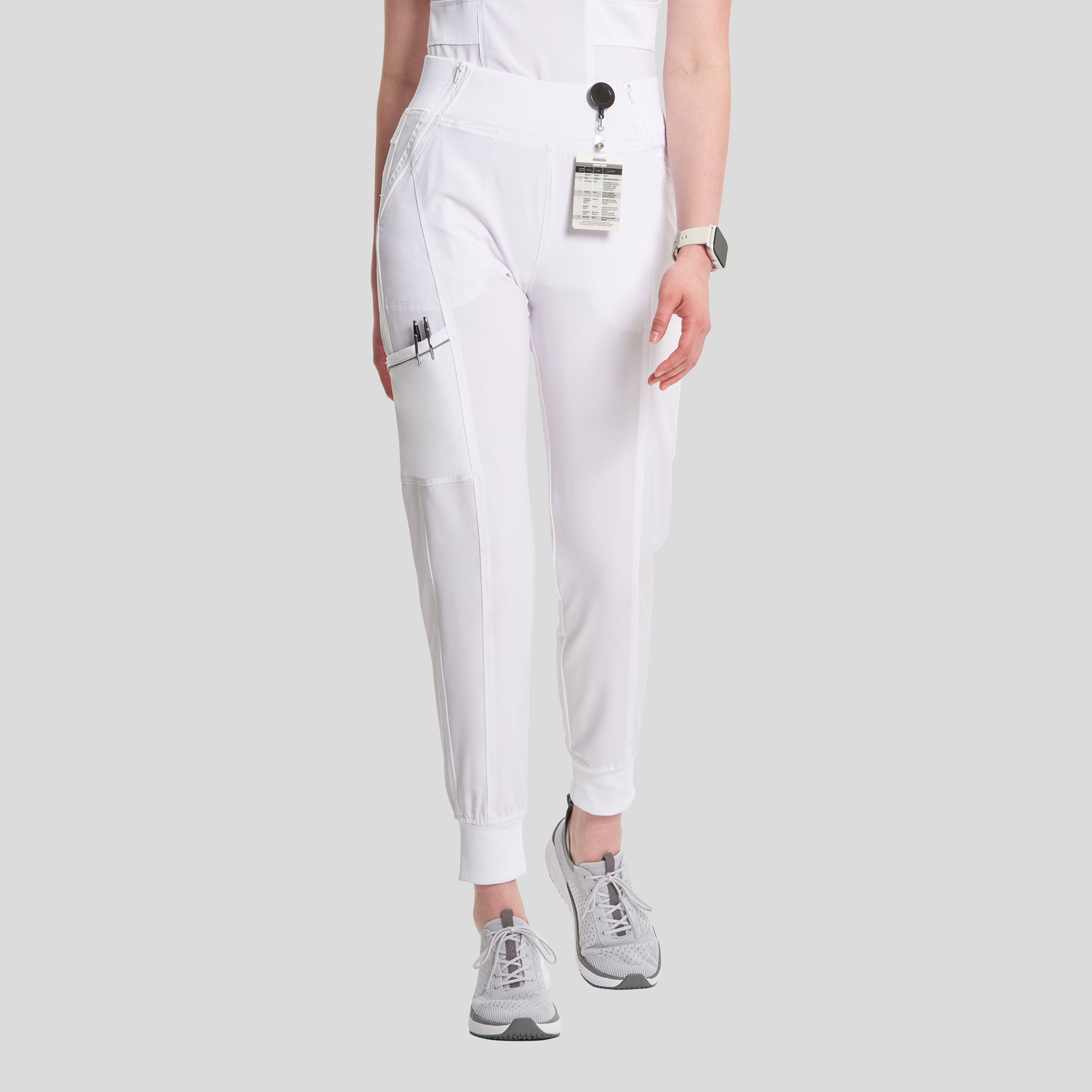 Infinity Elastic Waistband Jogger Scrub Pant | White