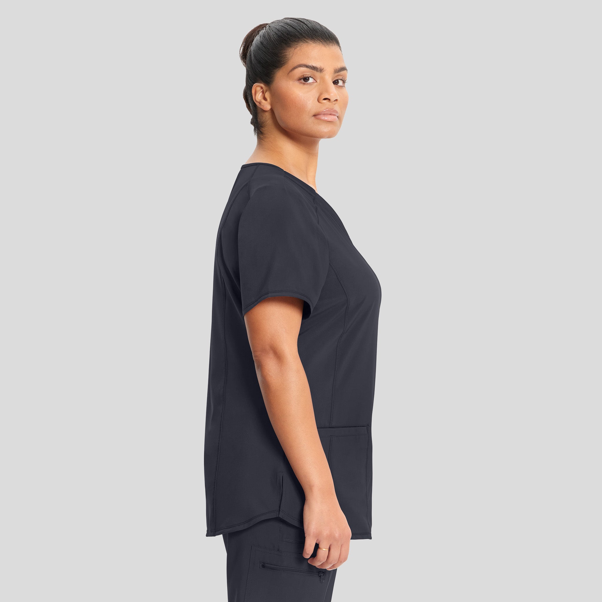 Infinity V-Neck Solid Scrub Top | Pewter
