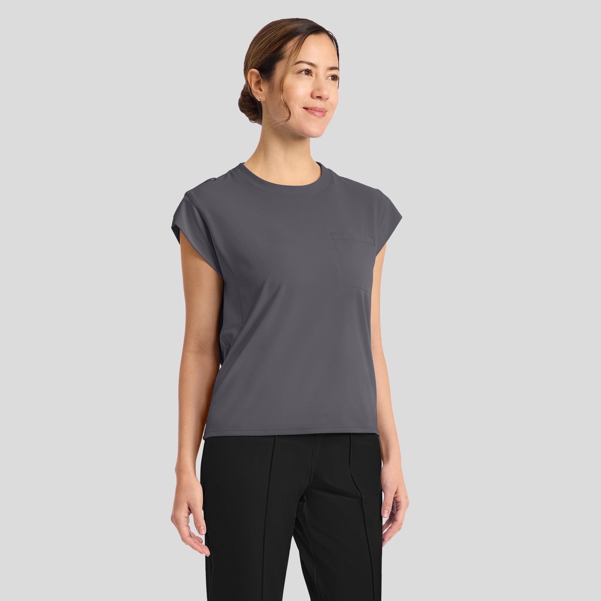 Achieve Crew Neck Scrub Top | Pewter