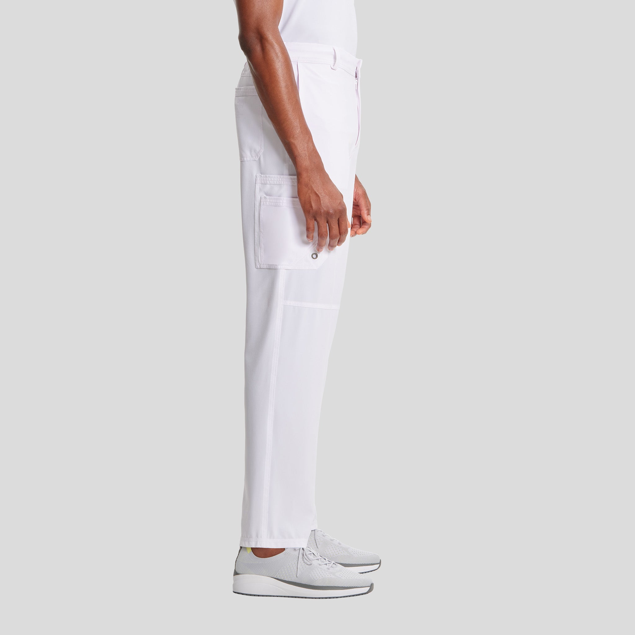 Men's Zip Fly Cargo Scrub Pant | White