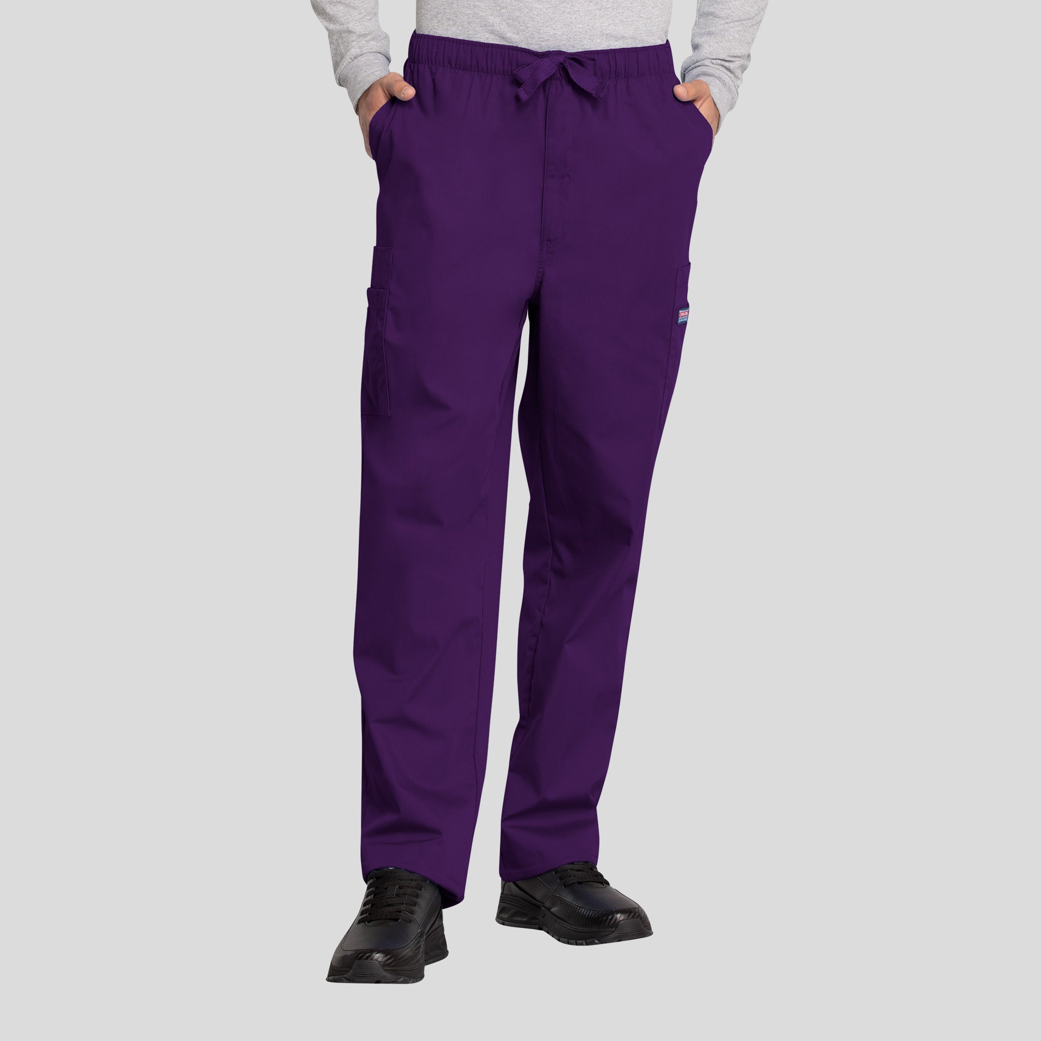 Men's Drawstring Cargo Scrub Pant | Eggplant