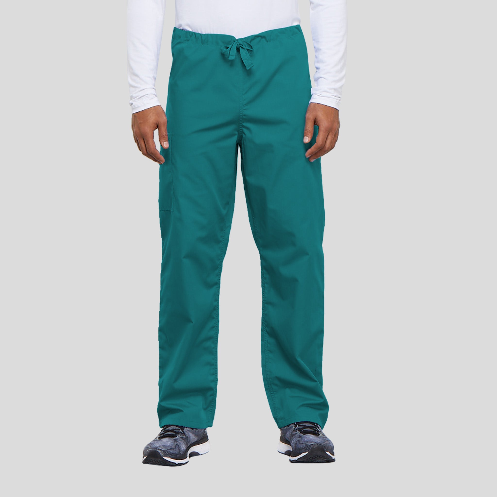 Unisex Drawstring Cargo Scrub Pant | Teal