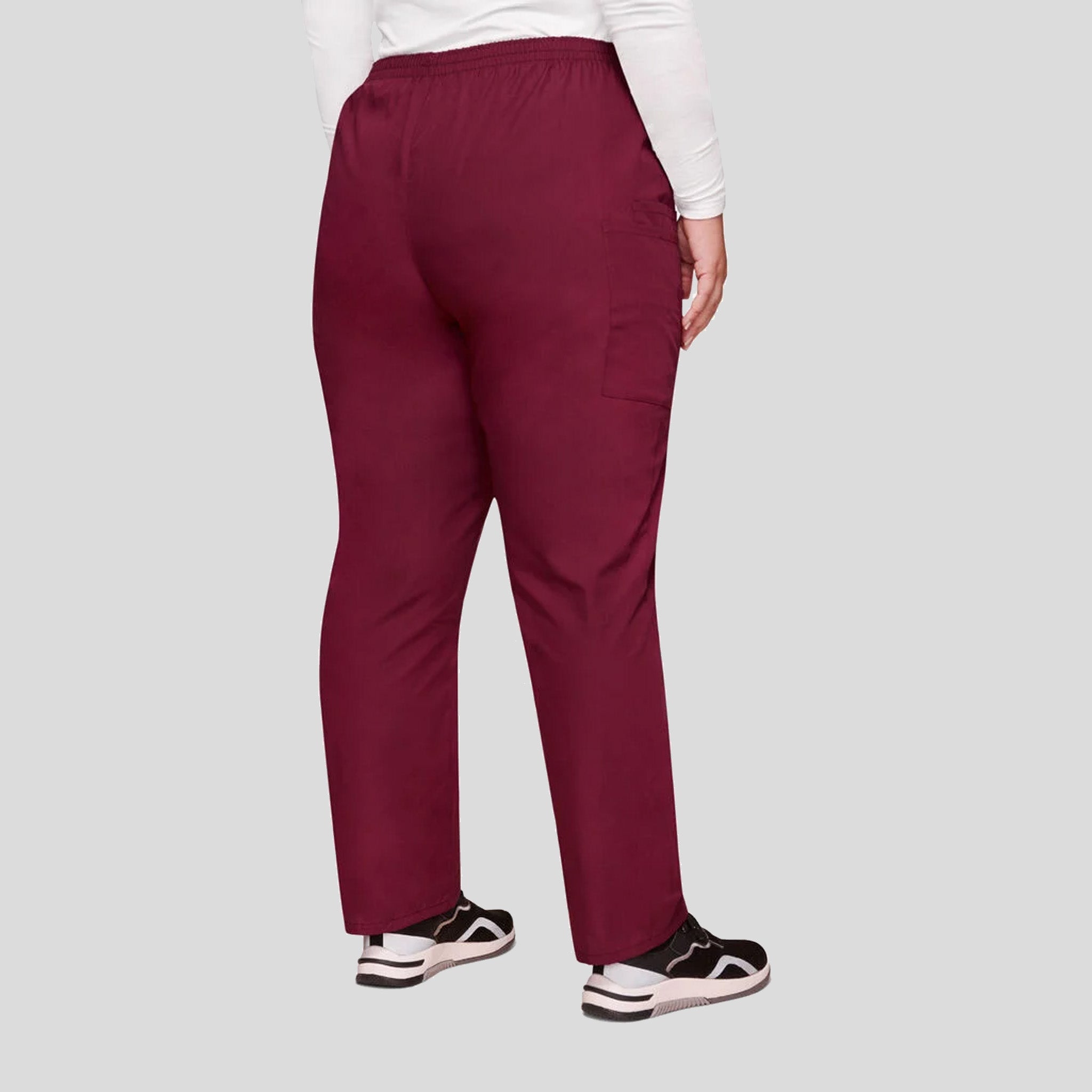 Elastic Waist Utility Scrub Pant | Wine