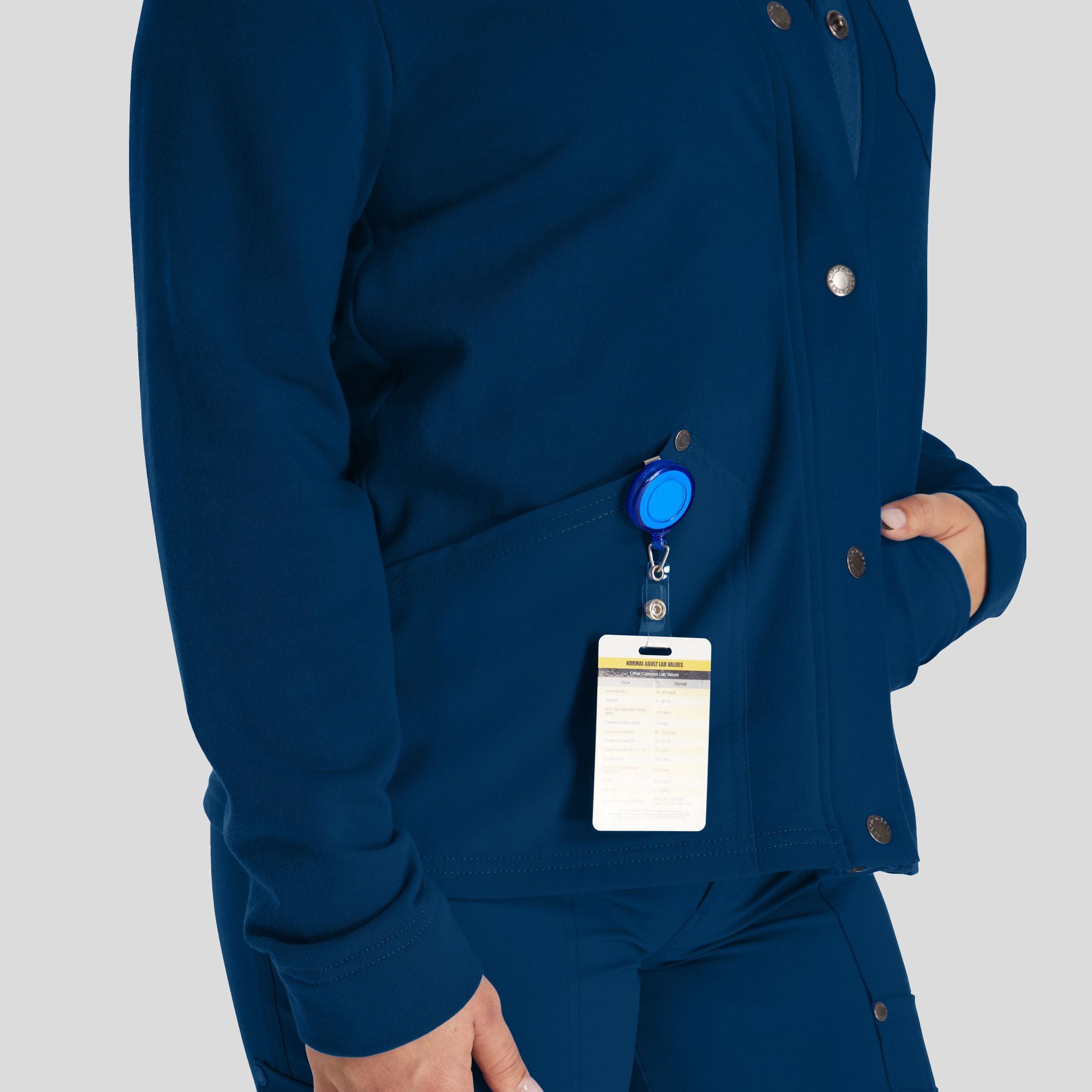 Women's Zip Front Fleece Scrub Jacket | Navy