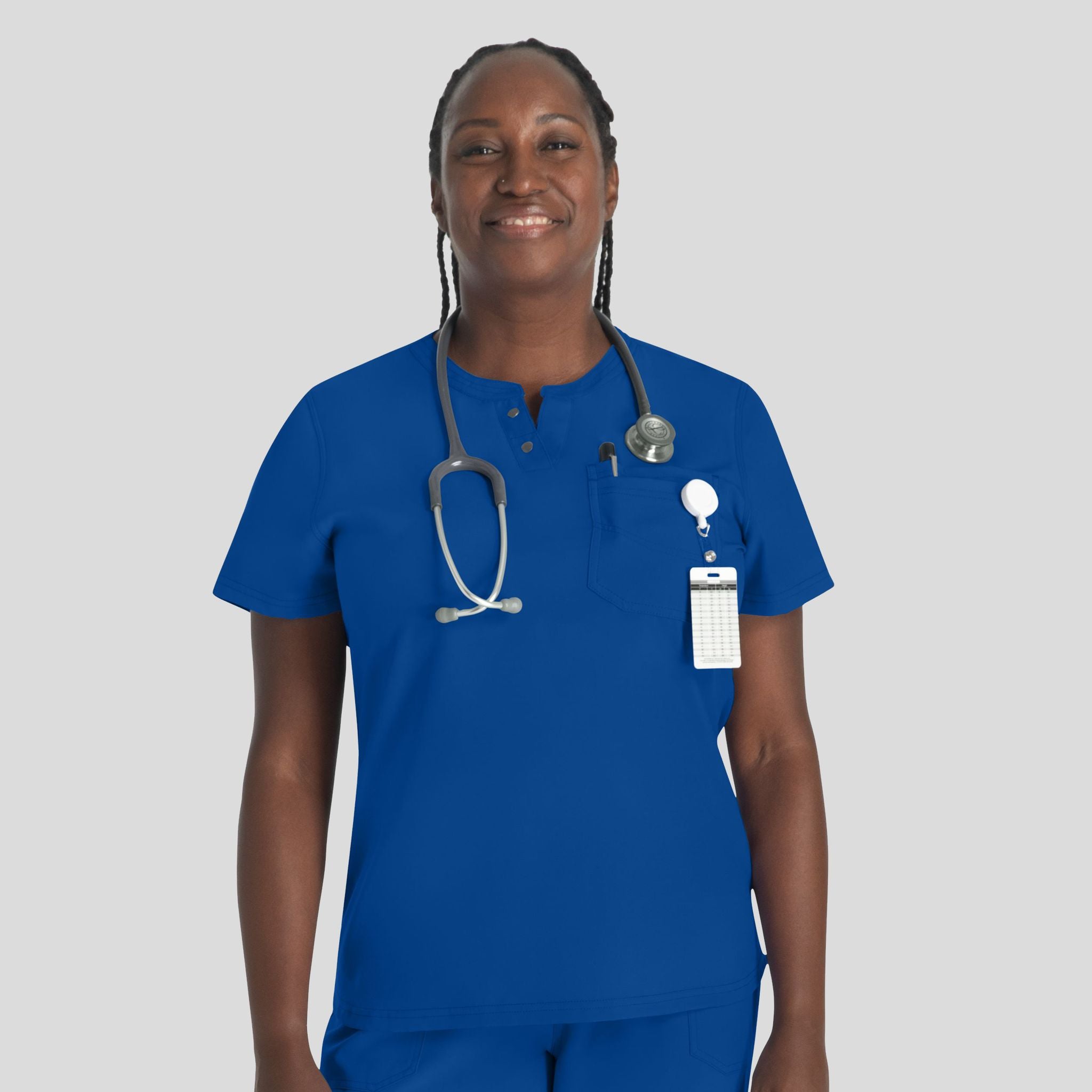 Women's Round Neck Henley Scrub Top | Galaxy
