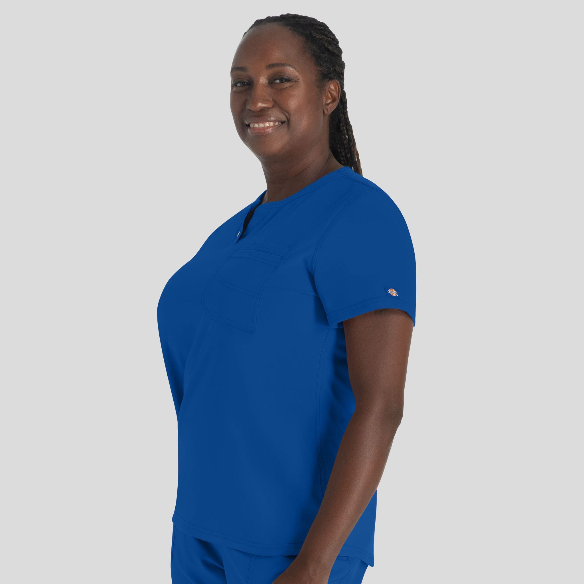 Women's Round Neck Henley Scrub Top | Galaxy