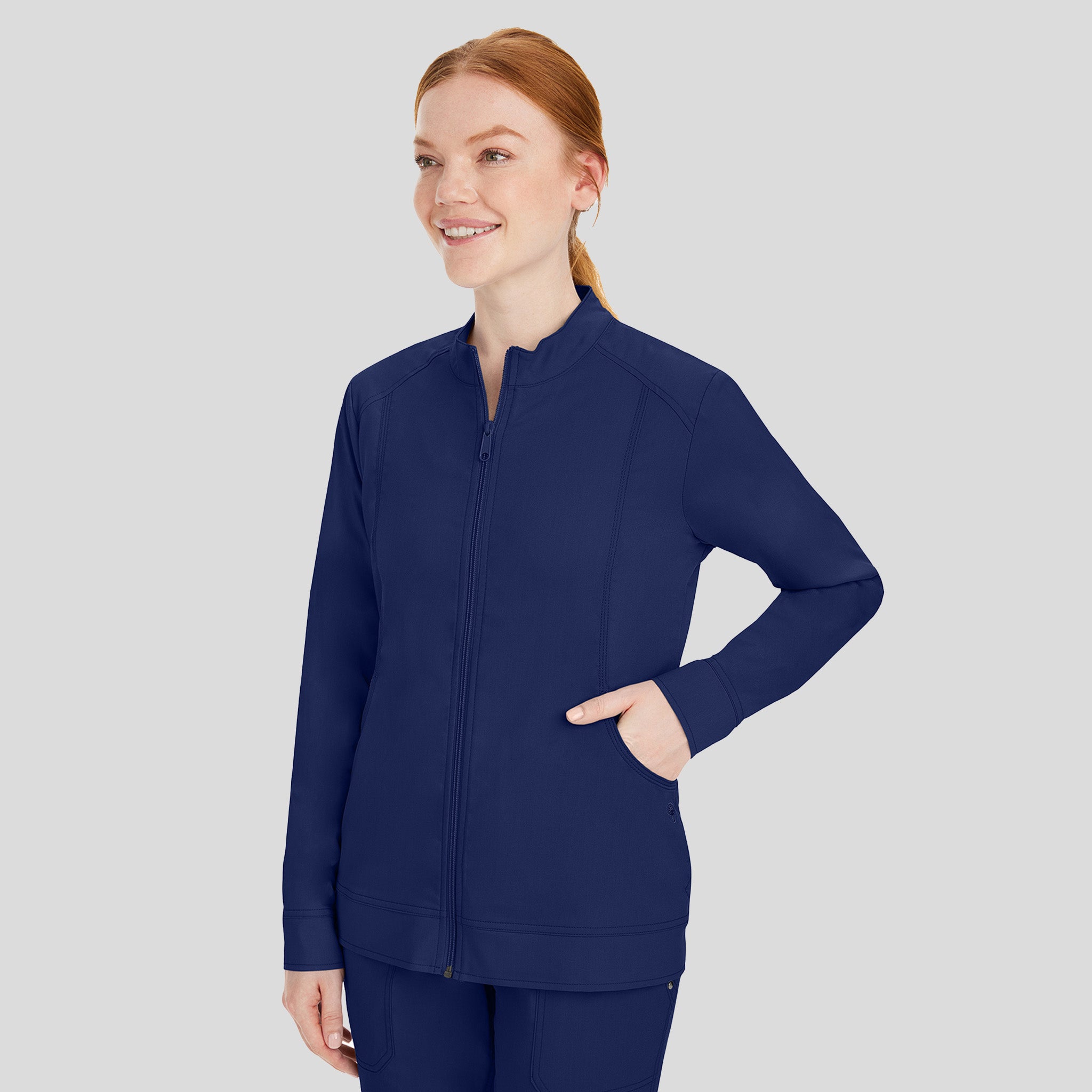 Dakota Zip Front Scrub Jacket | Navy