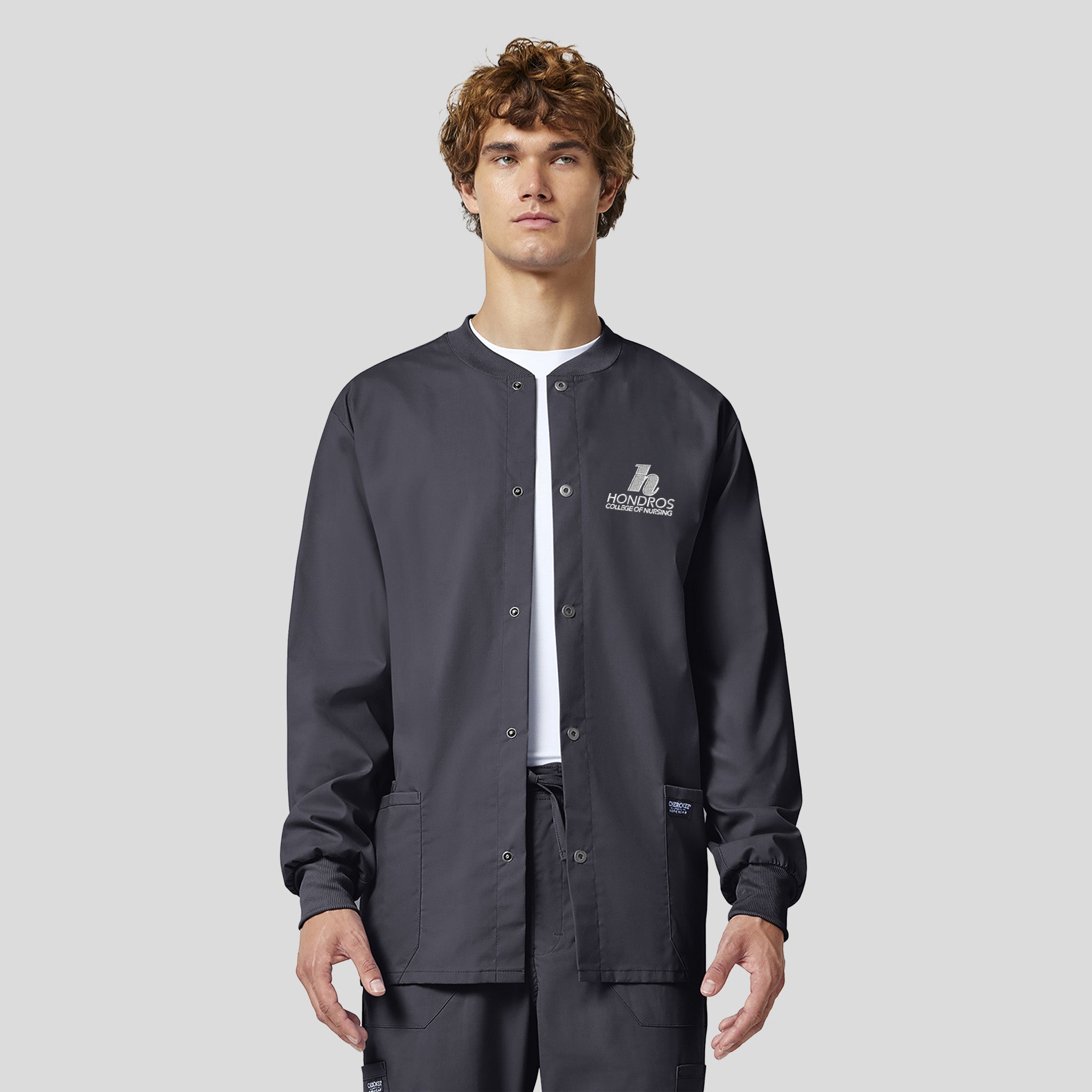 Hondros Men's Snap Front Warm-Up Jacket | Pewter
