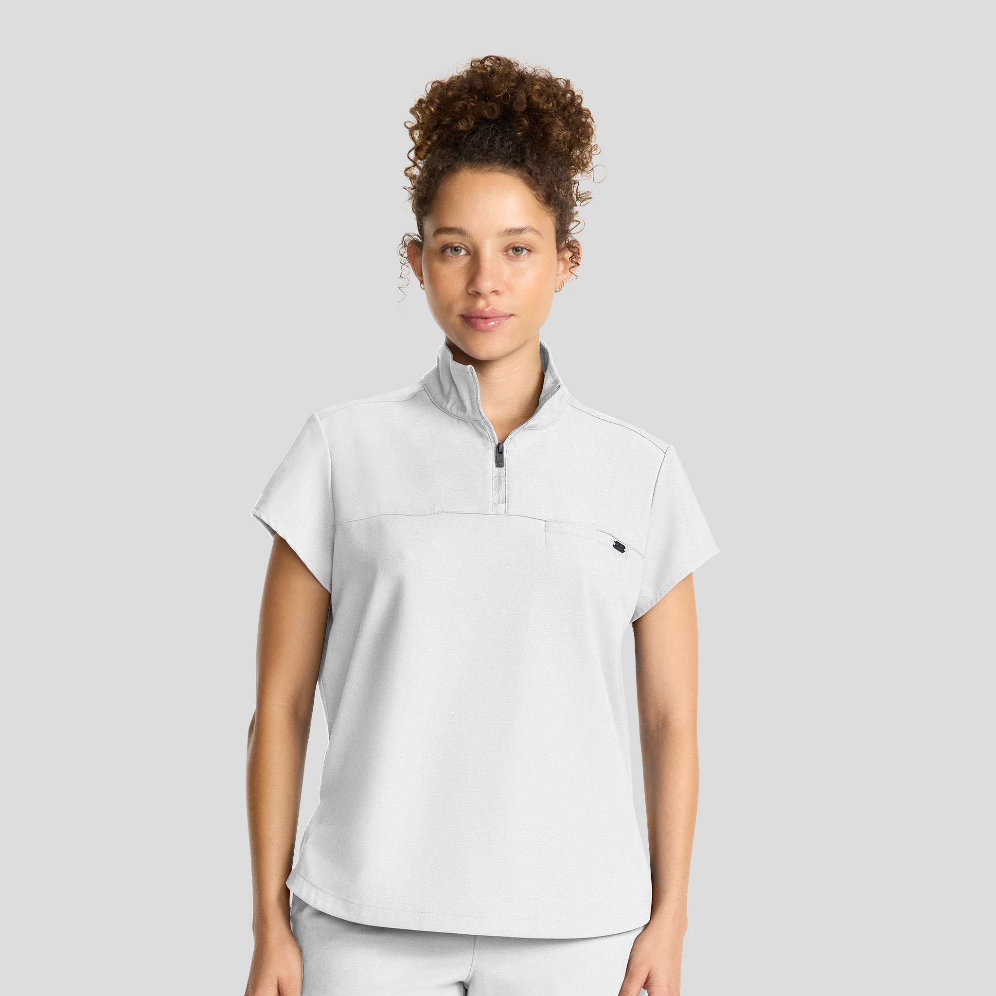 Women's Bella Quarter Zip Scrub Top | White Gardenia
