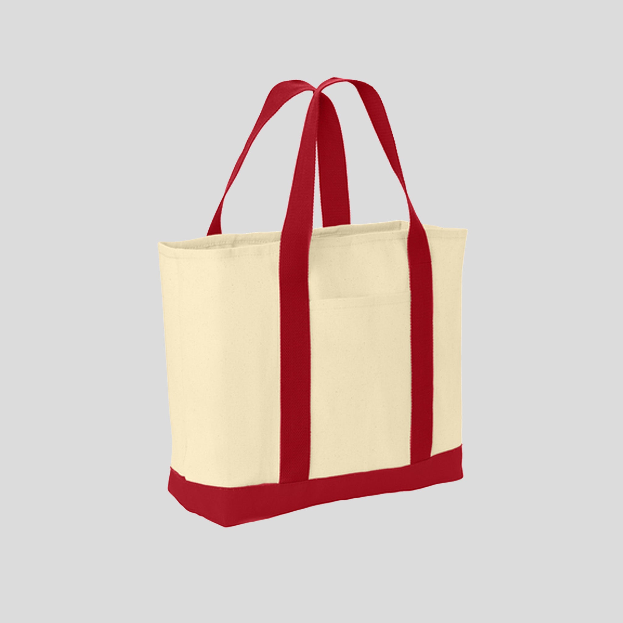 Ideal Twill Two-Tone Shopping Tote | Natural/Red