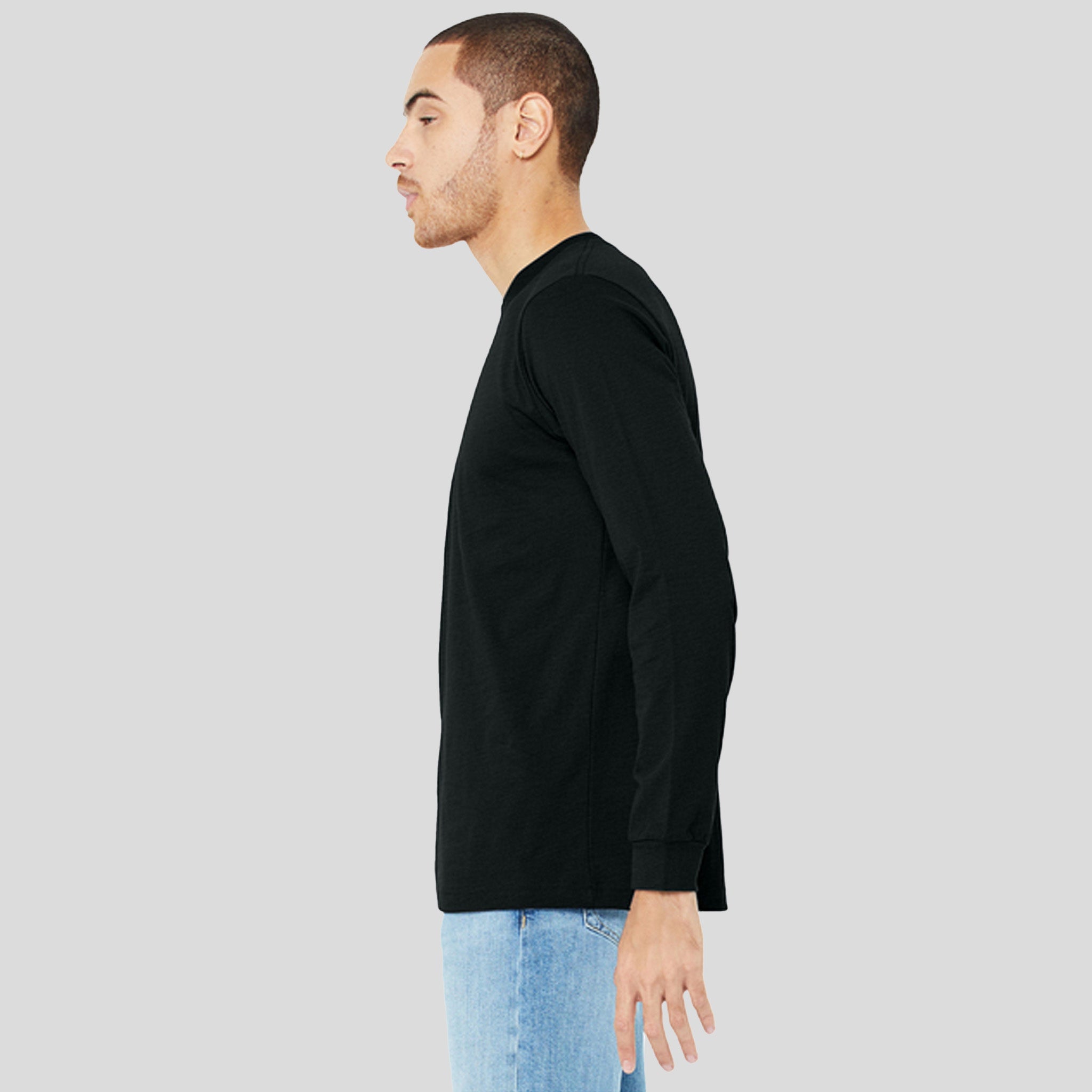 Unisex Heather CVC Long Sleeve Tee | Solid Black Blend