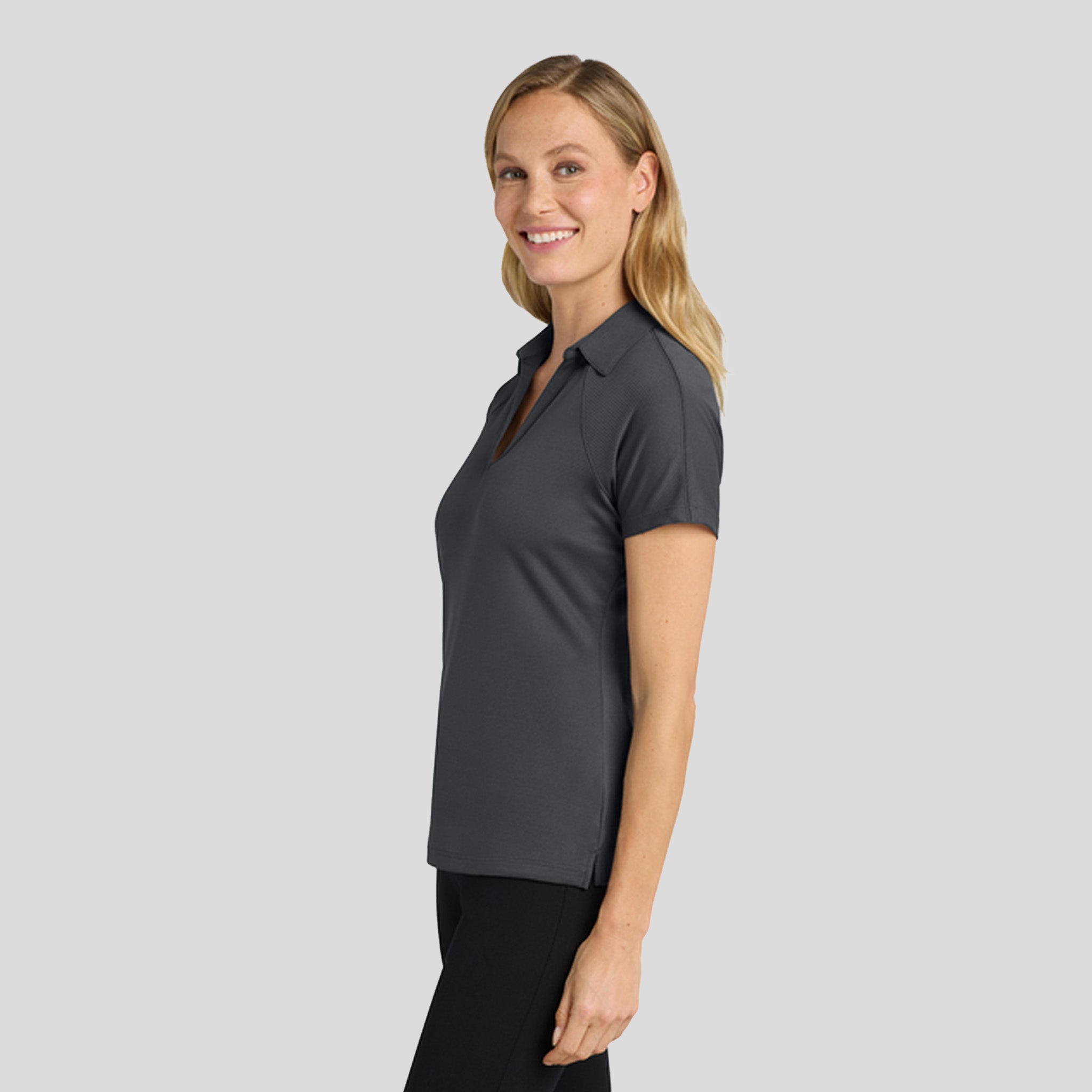 Women's Crossover Raglan Polo | Battleship Grey