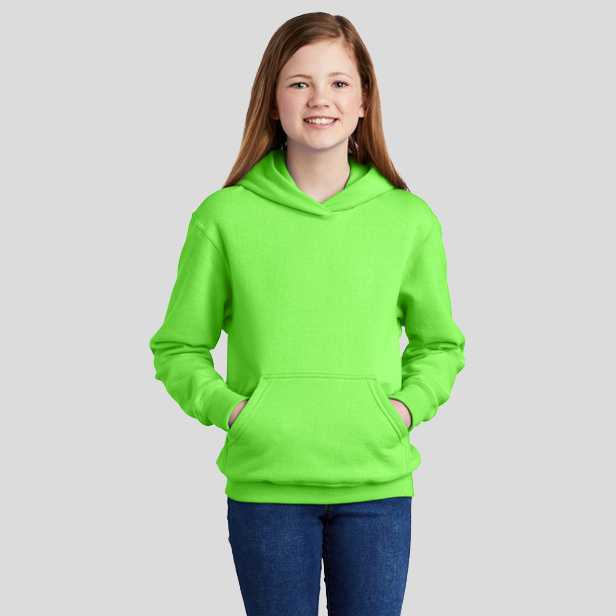 Youth Core Fleece Pullover Hooded Sweatshirt | Neon Green