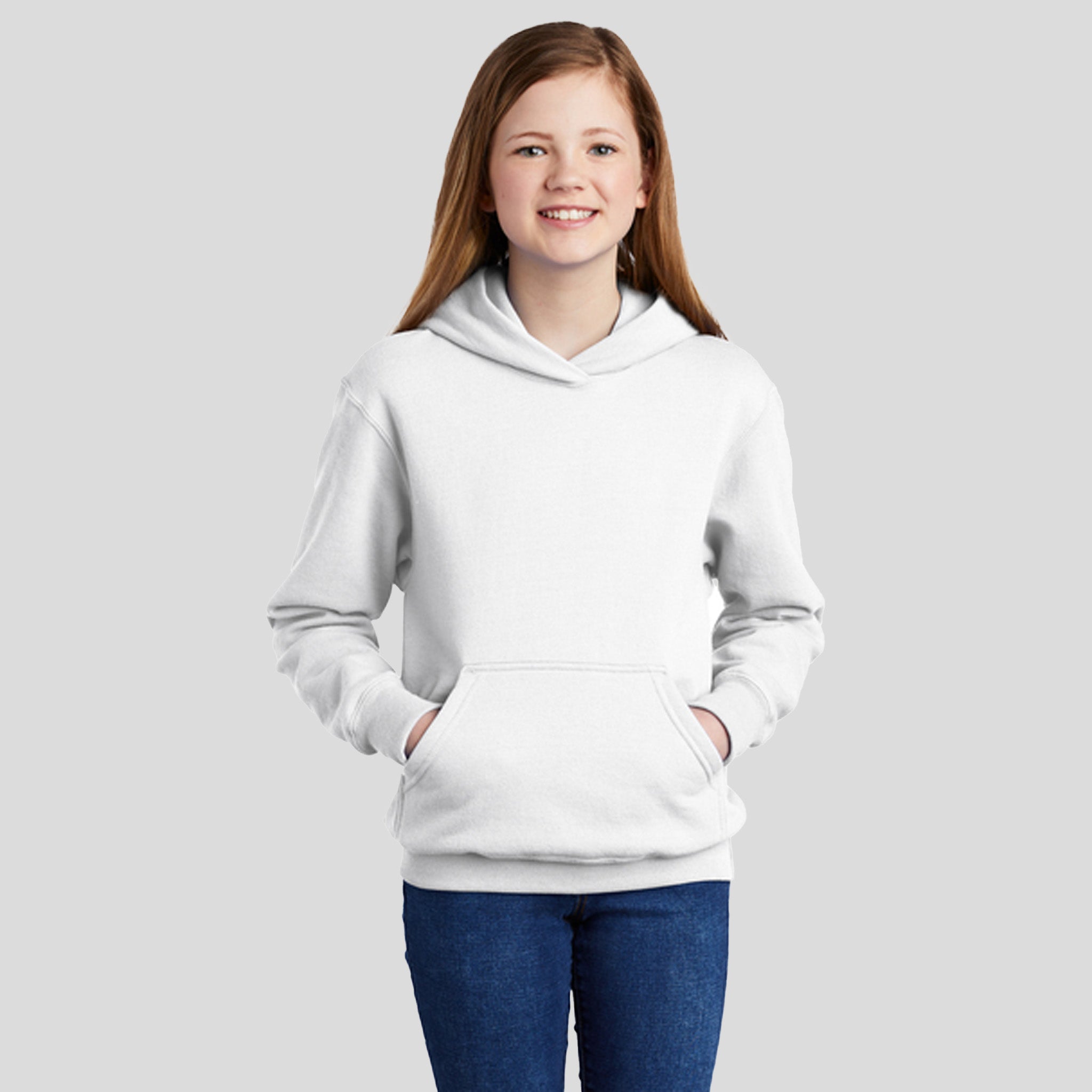 Youth Core Fleece Pullover Hooded Sweatshirt | White