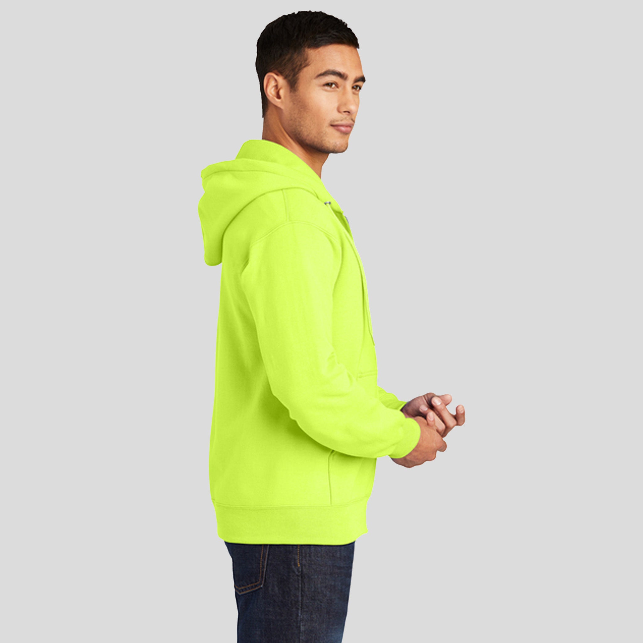 Tall Essential Fleece Full-Zip Hooded Sweatshirt  | Safety Green