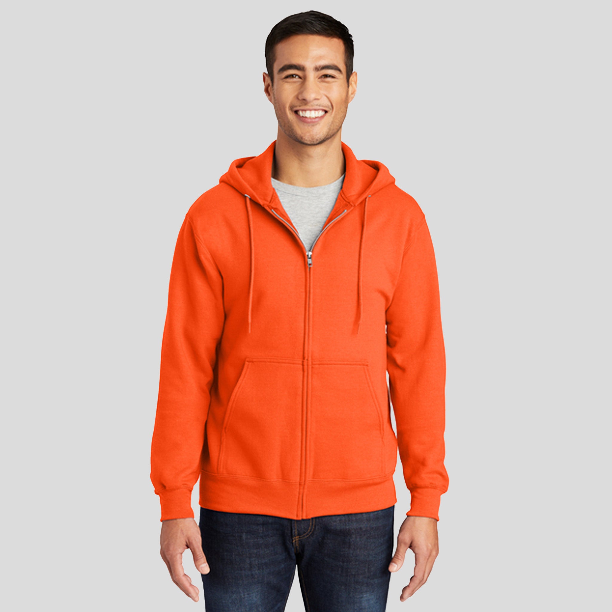 Tall Essential Fleece Full-Zip Hooded Sweatshirt  | Safety Orange