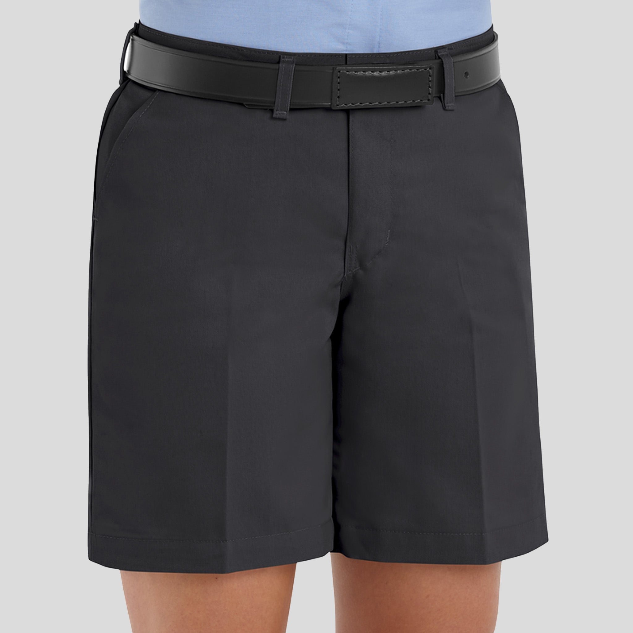 Women's Plain Front Shorts-8" Inseam | Black