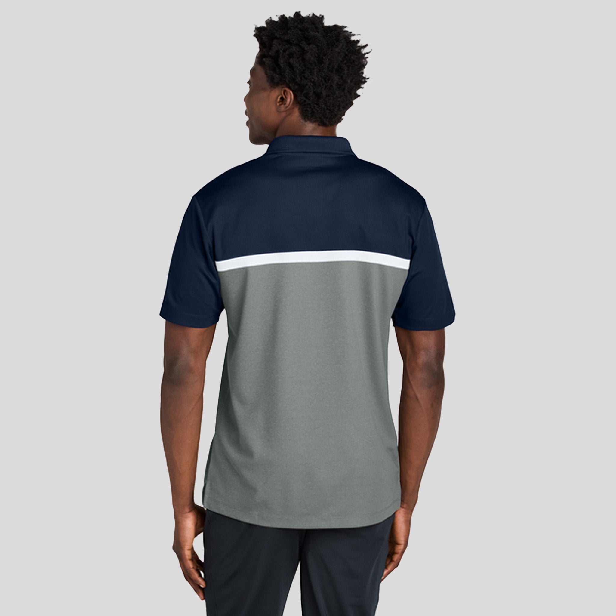 UV Micropique Colorblock Polo | True Navy/Grey Concrete Heather/White