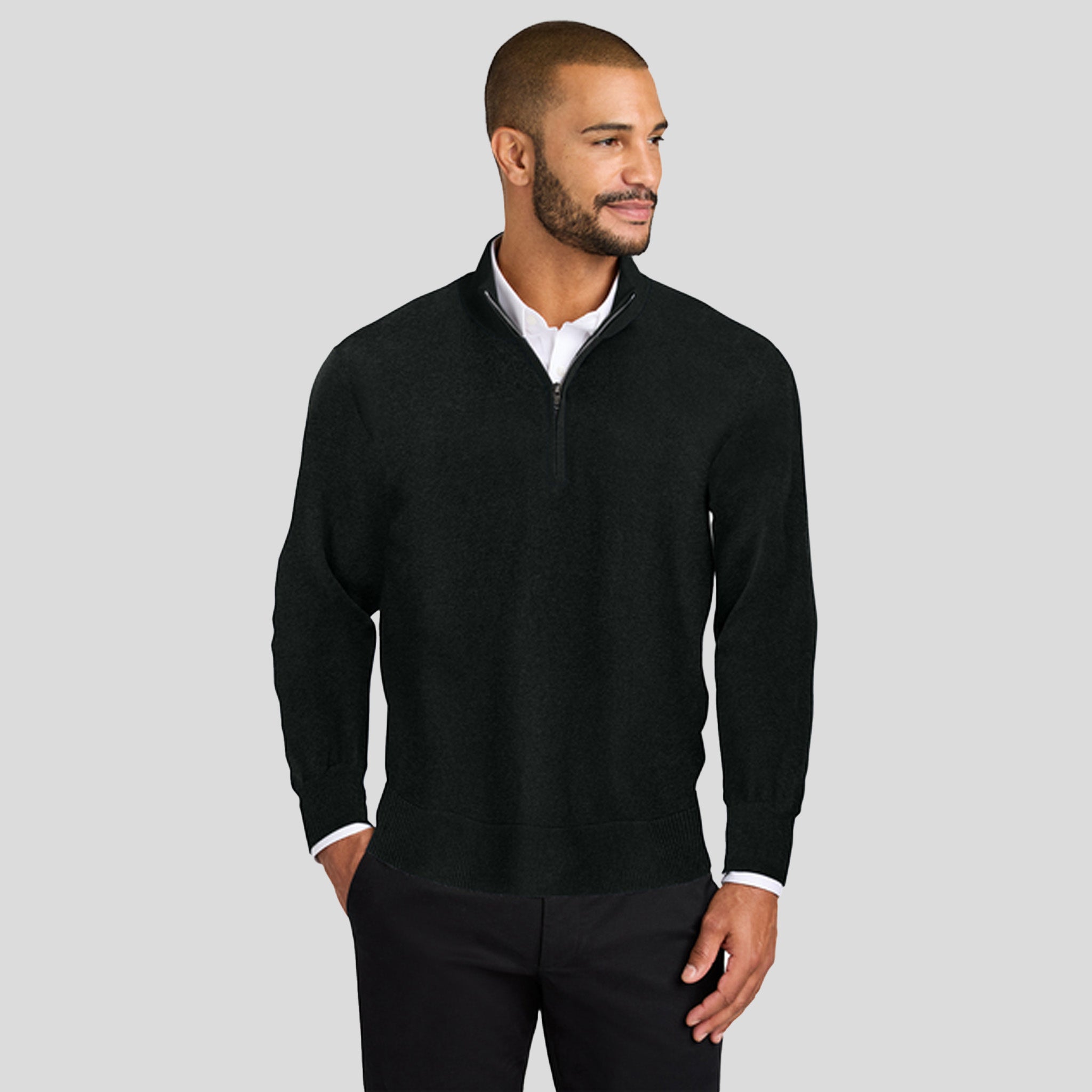 Easy Care 1/4-Zip Sweater | Deep Black