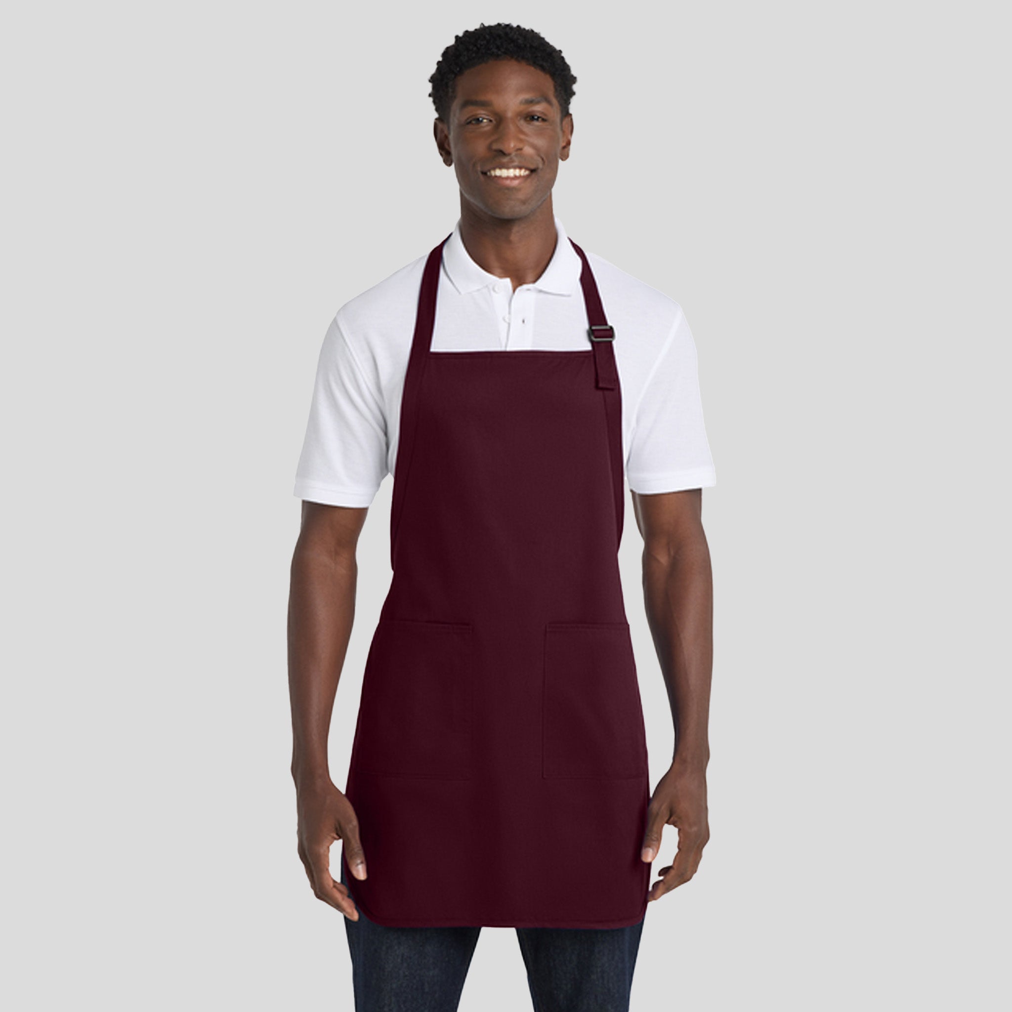 Full-Length Apron with Pockets | Maroon