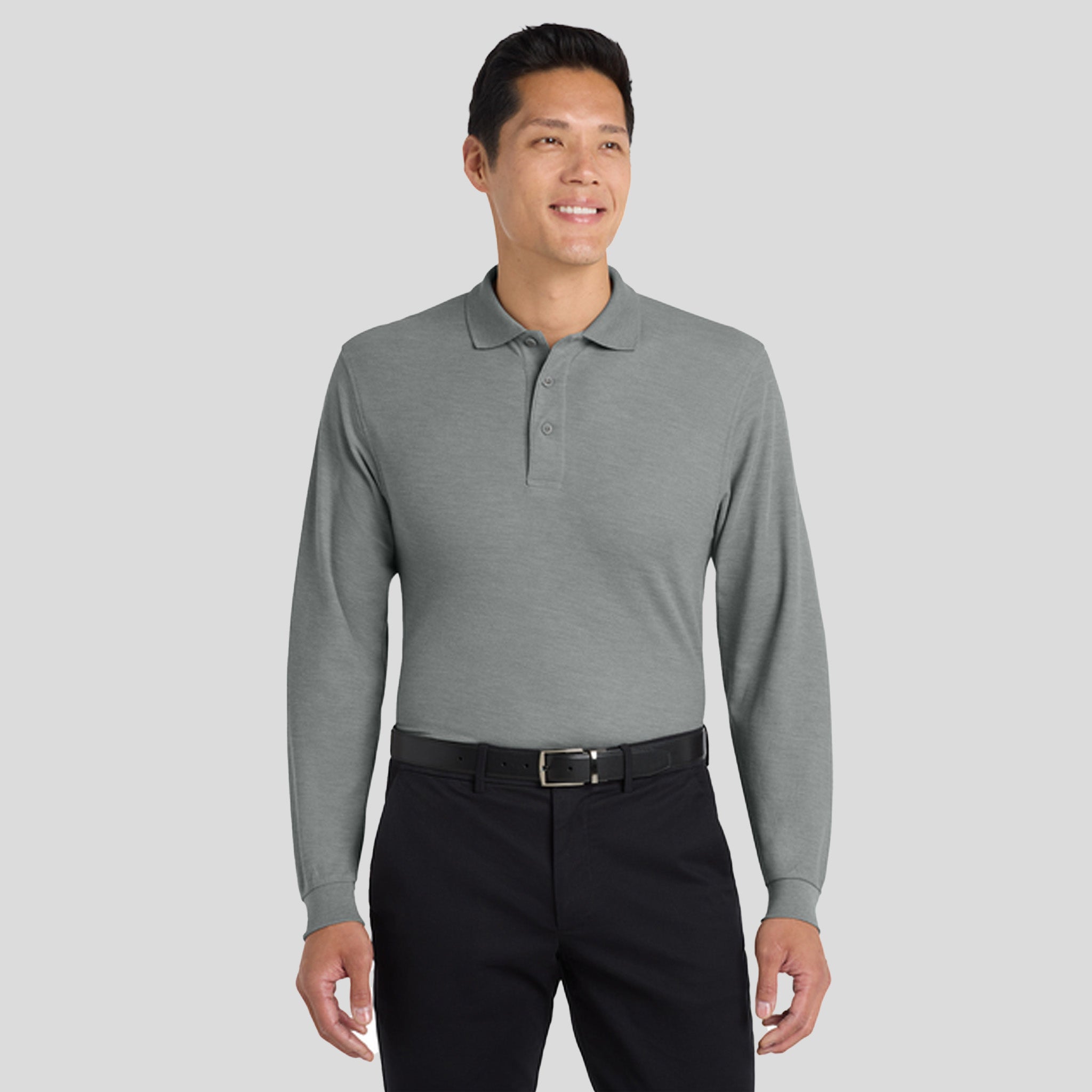Silk Touch™ Long Sleeve Polo | Cool Grey