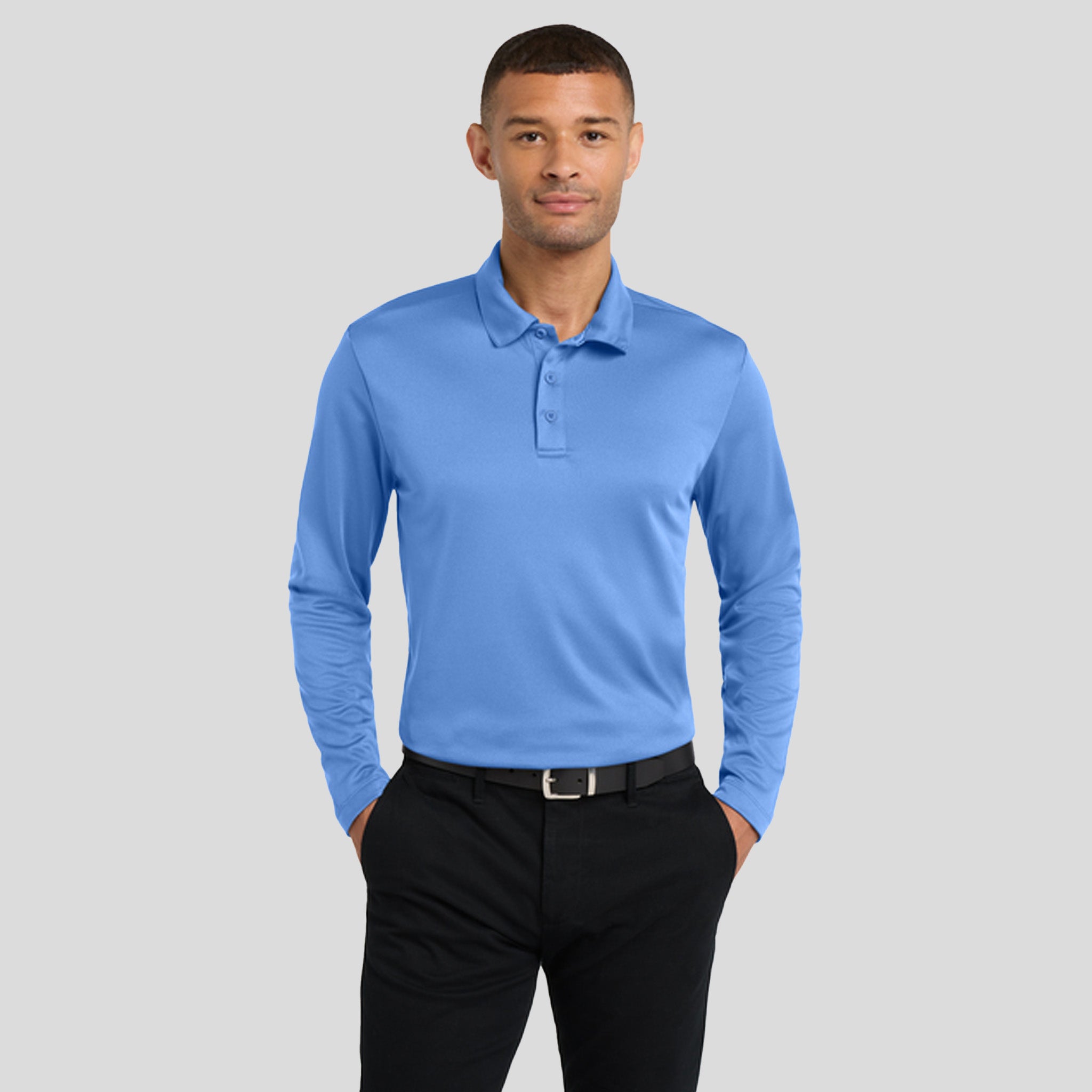 Silk Touch™ Performance Long Sleeve Polo | Carolina Blue