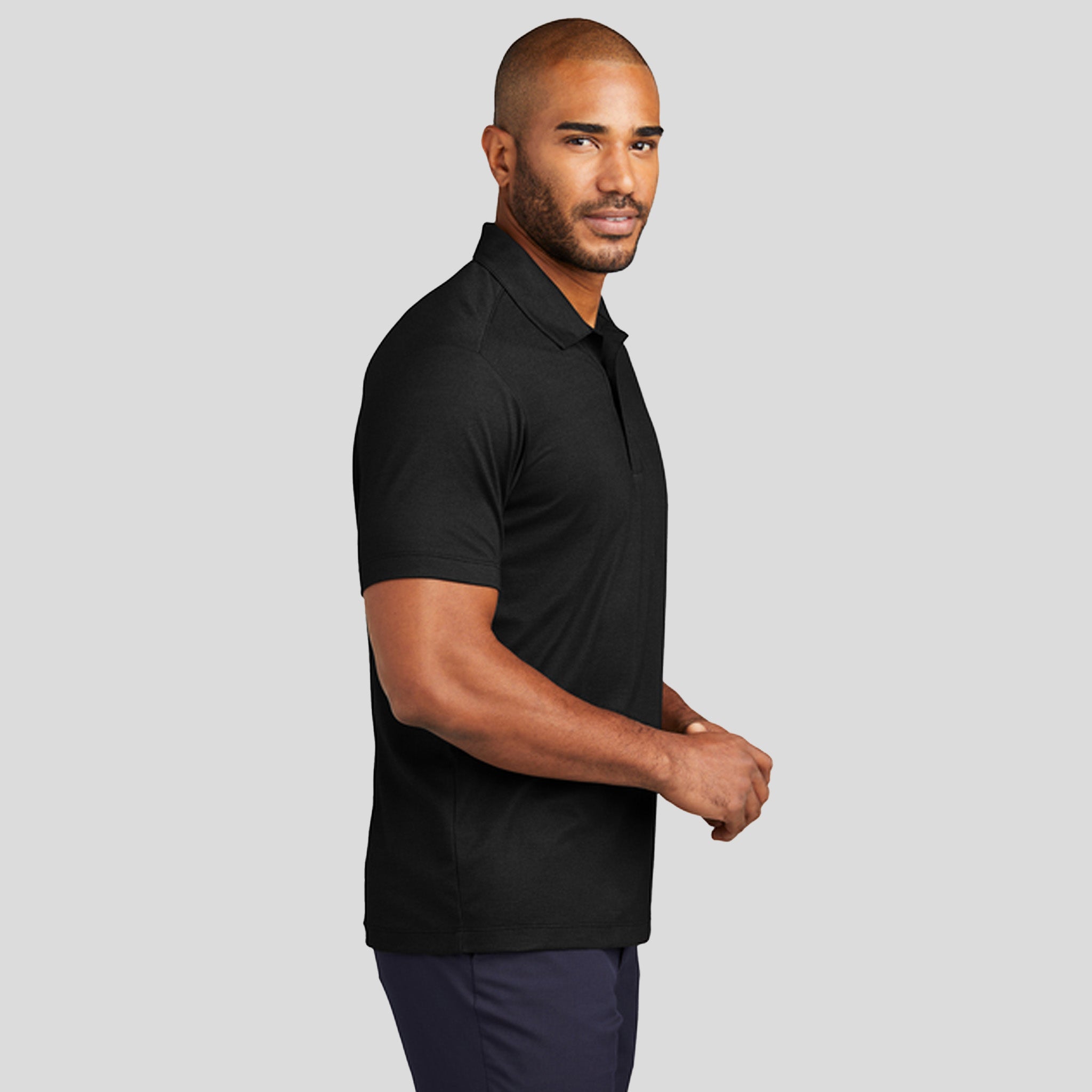 Fine Pique Blend Polo | Black Heather