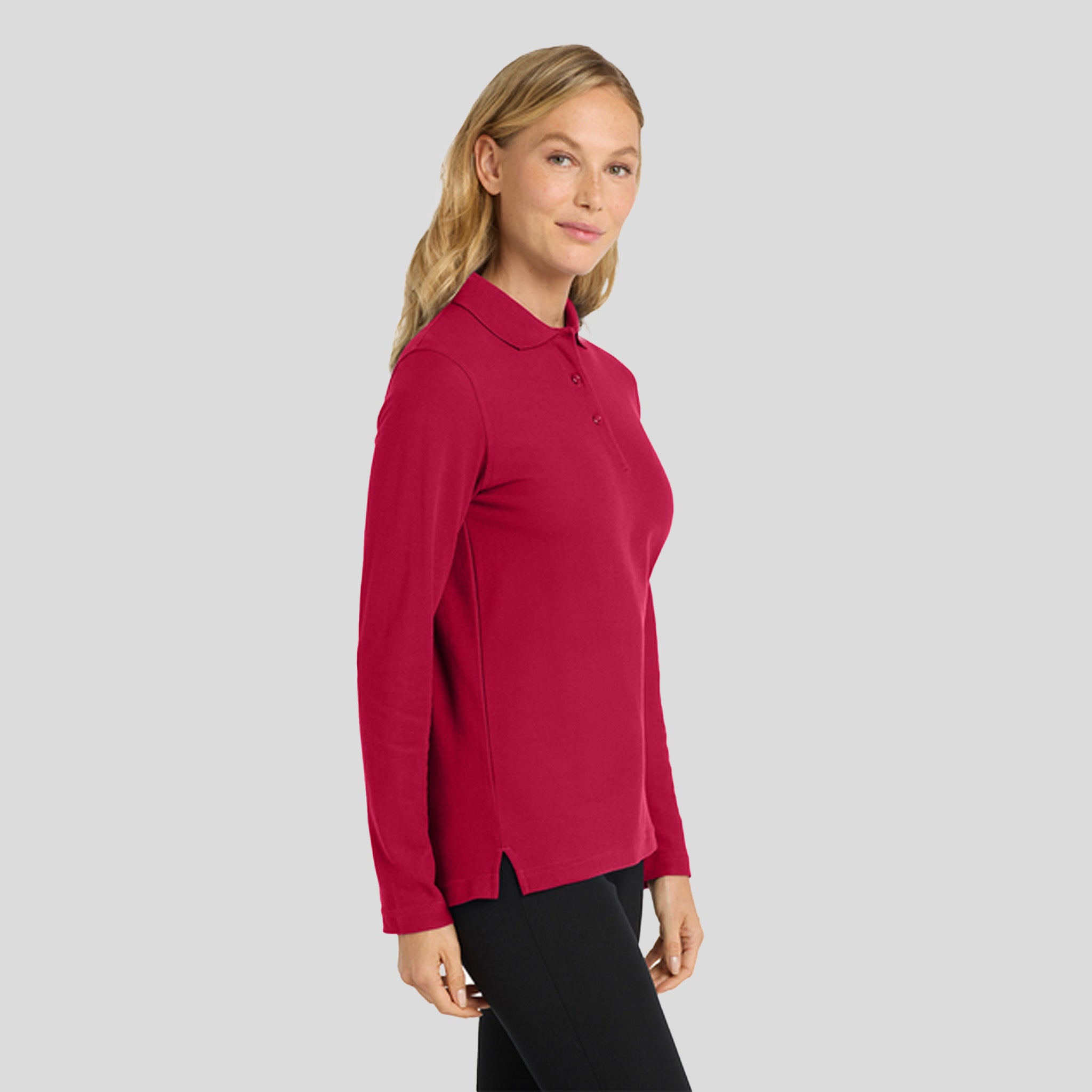 Women's Silk Touch™ Long Sleeve Polo | Red