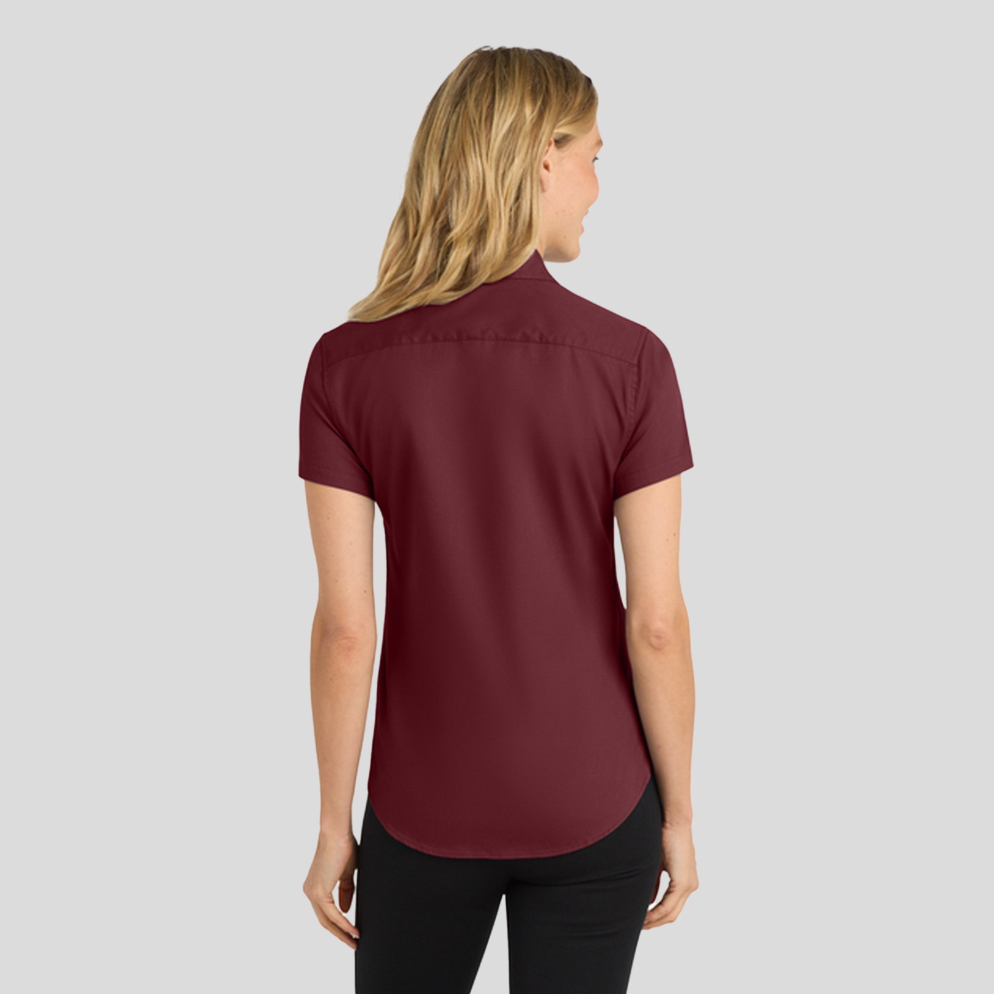Women's Short Sleeve Easy Care Shirt | Burgundy/Light Stone