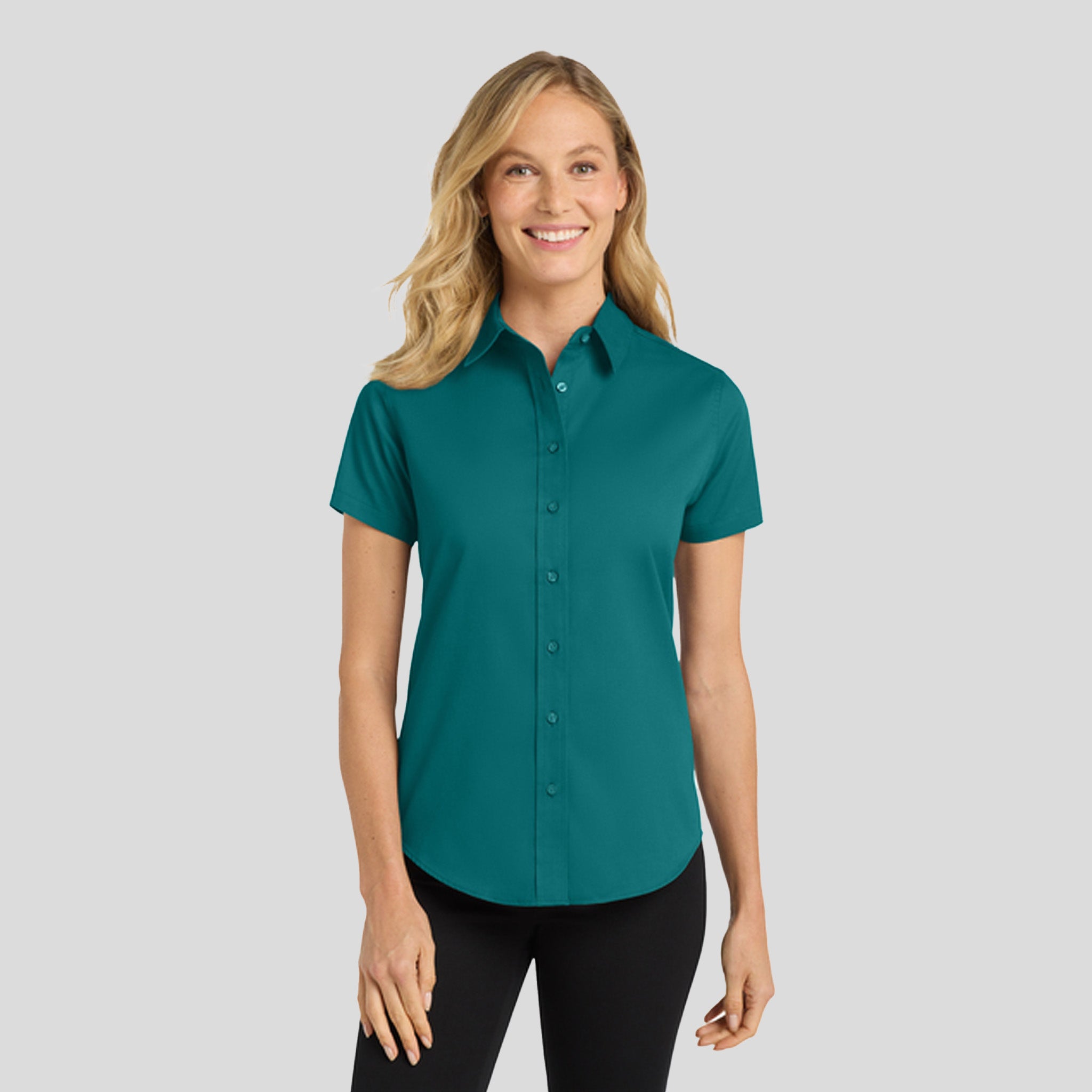 Women's Short Sleeve Easy Care Shirt | Teal Green