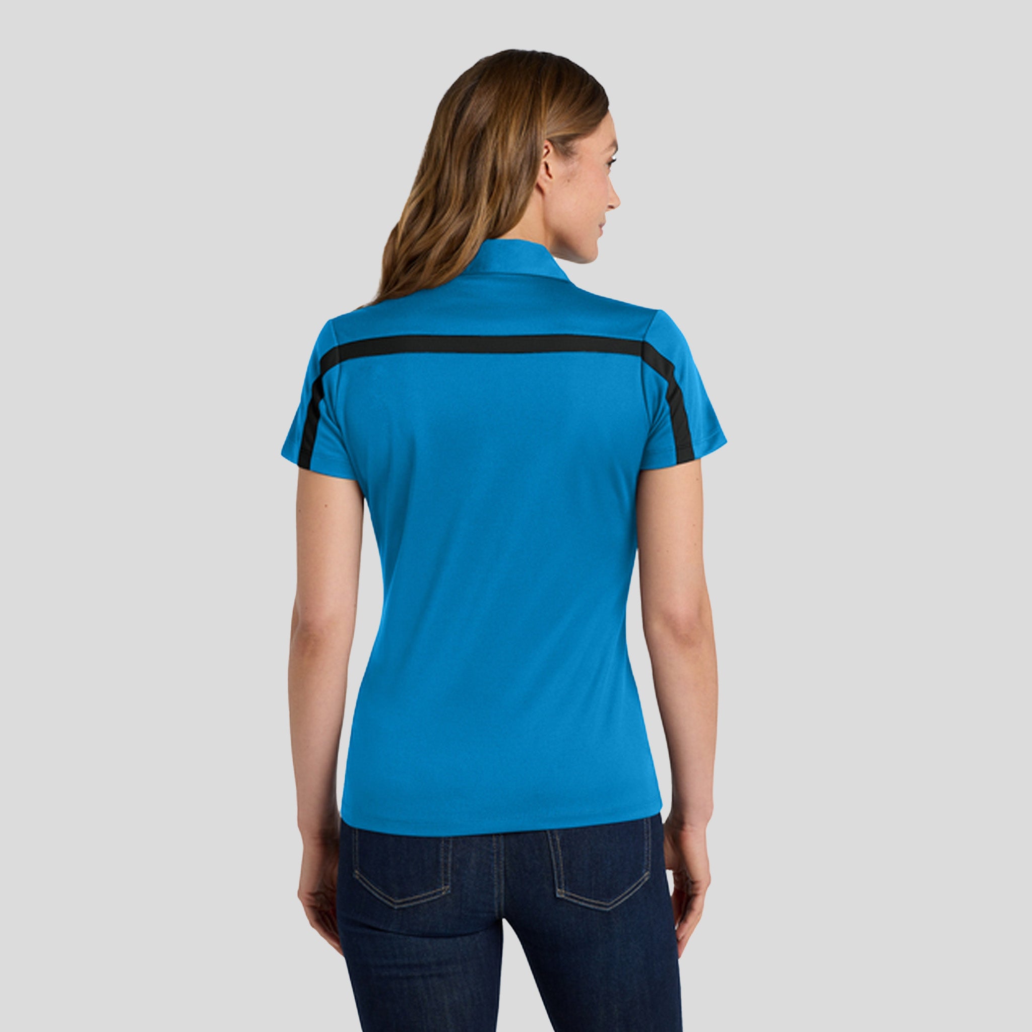 Women's Silk Touch™ Performance Colorblock Stripe Polo | Brilliant Blue/Black