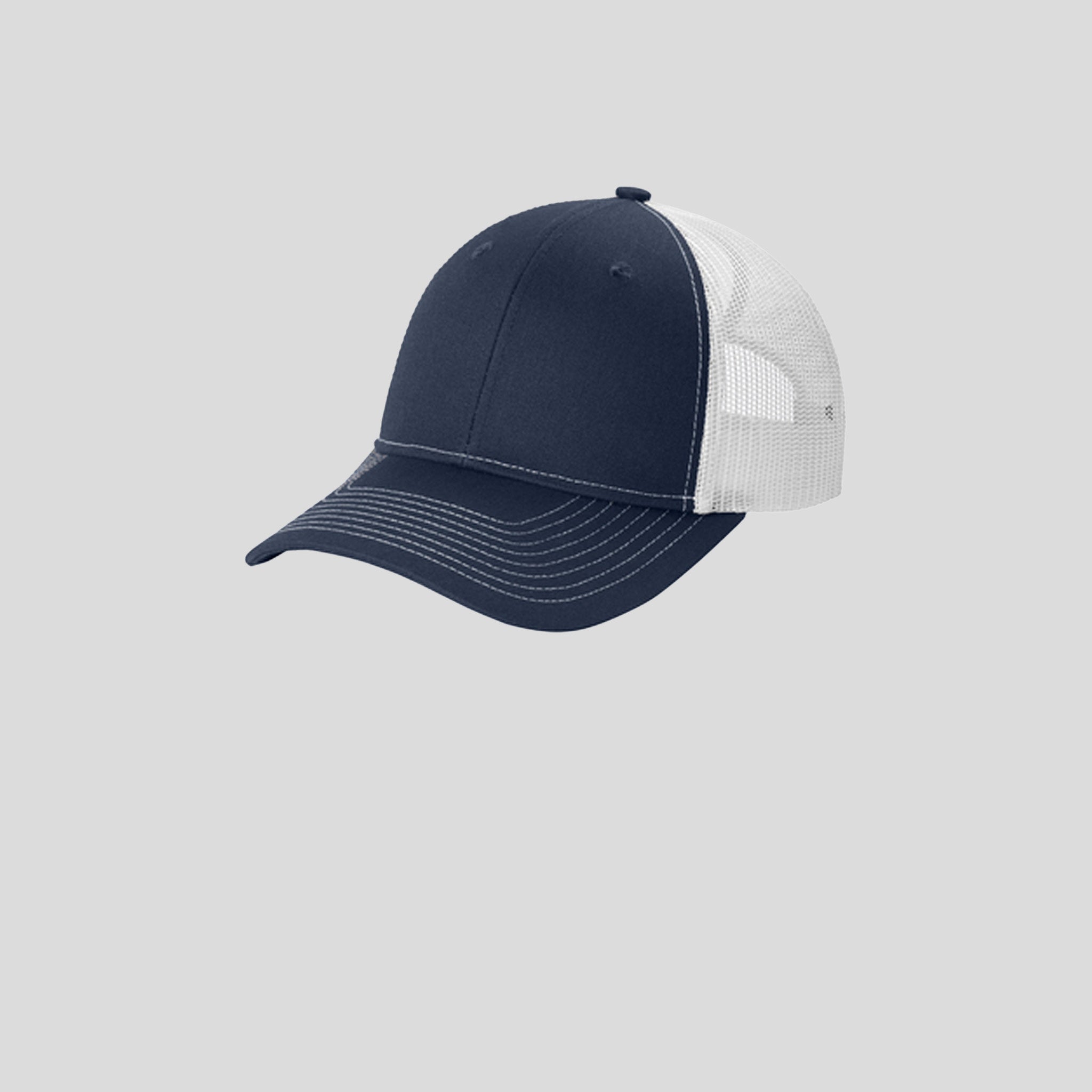 Snapback Ponytail Trucker Cap | True Navy/White
