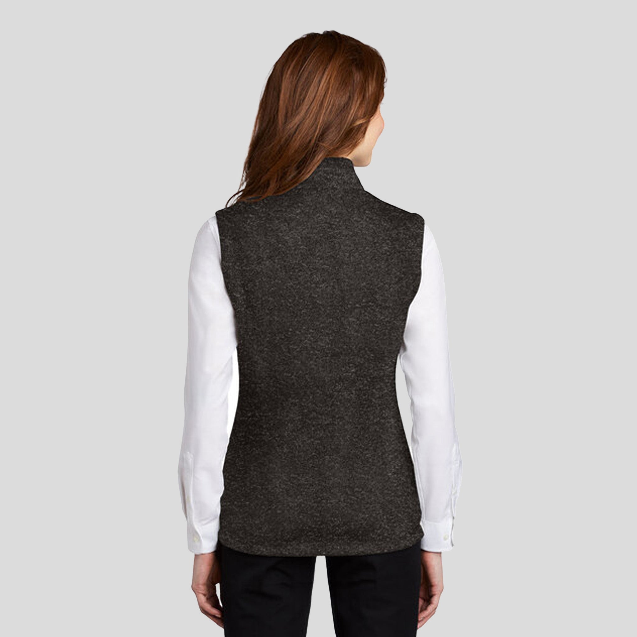 Women's Sweater Fleece Vest | Black Heather