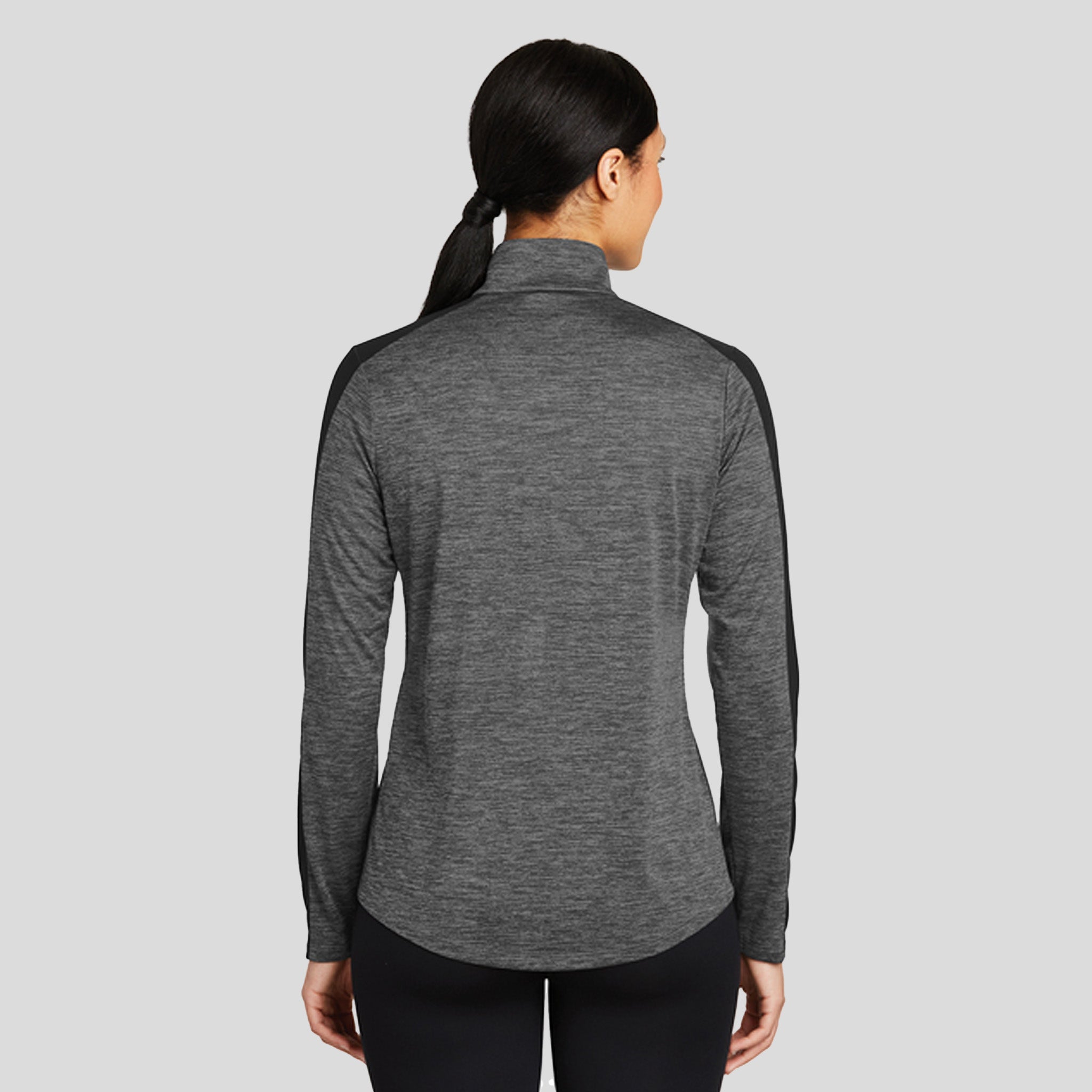 Women's PosiCharge® Electric Heather Colorblock 1/4-Zip Pullover | Grey-Black Electric/Black