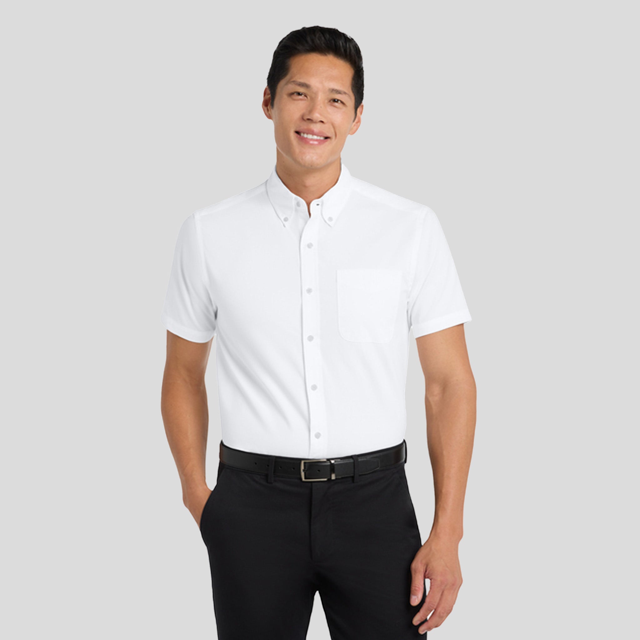 Short Sleeve Easy Care Shirt | White/Light Stone