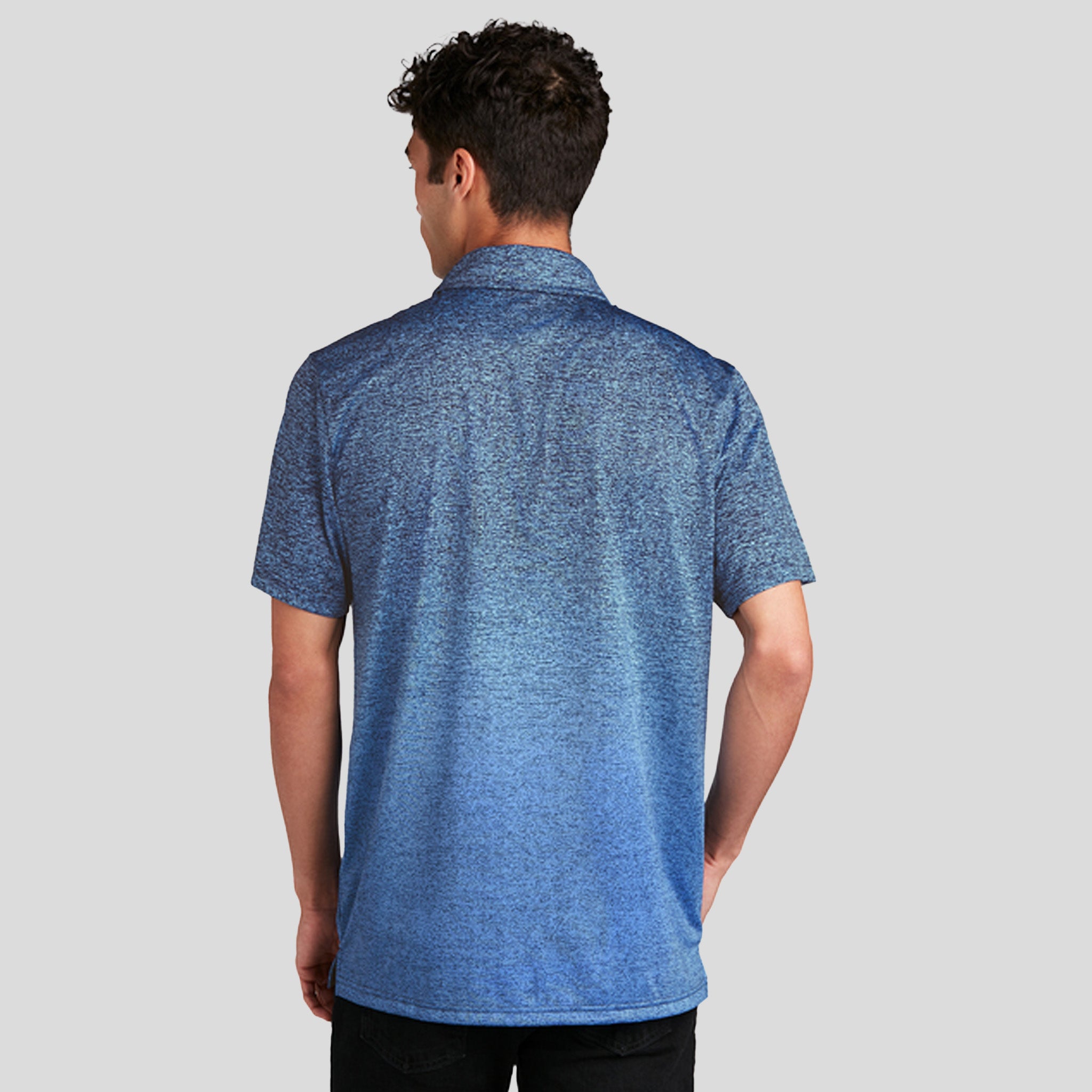 Ombre Heather Polo | Carolina Blue/True Navy